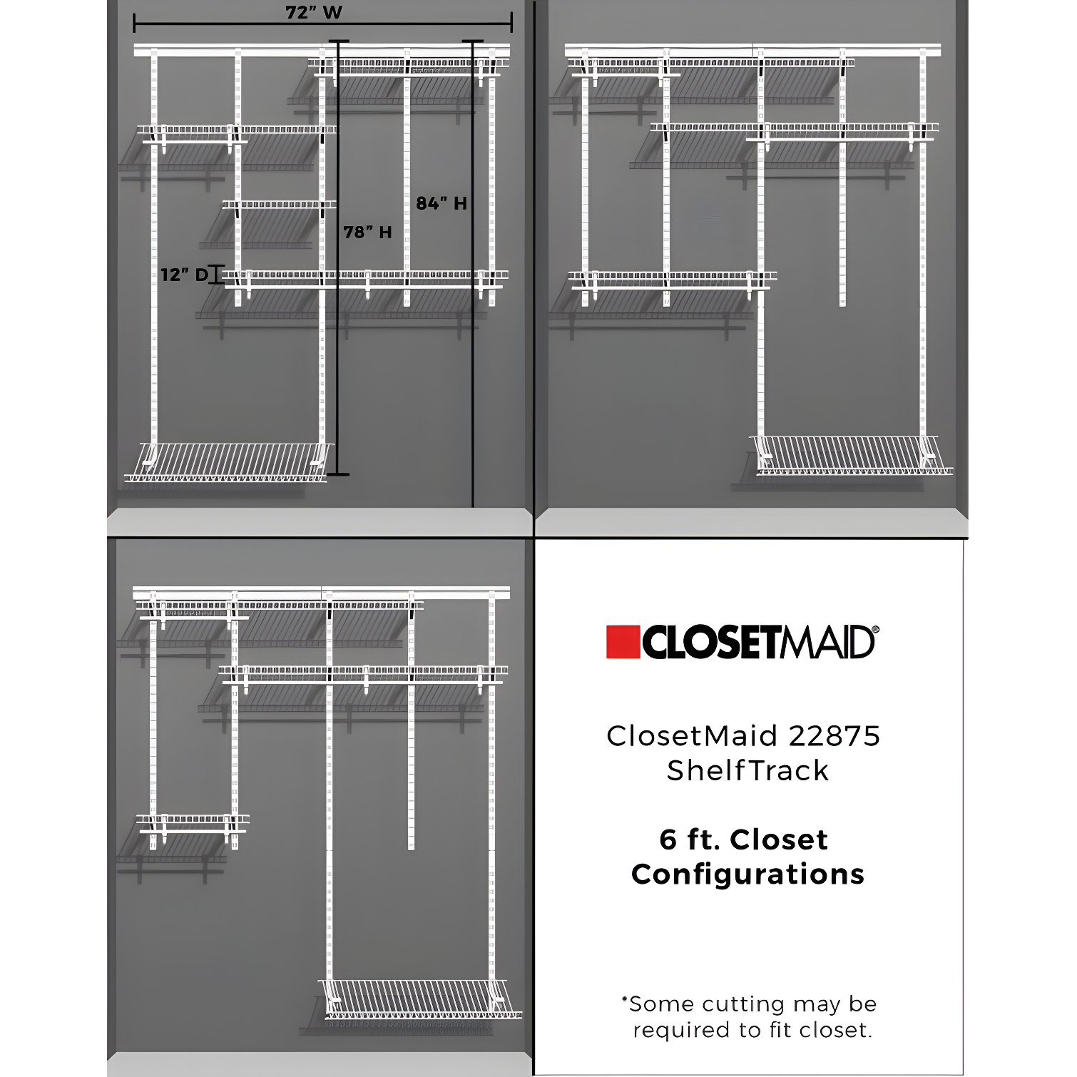 ShelfTrack 60" W - 96" W Closet System Starter Kit