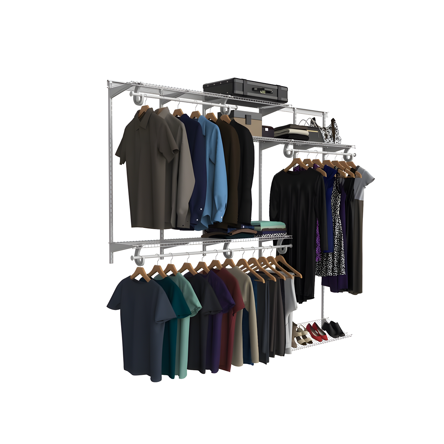 ShelfTrack 60" W - 96" W Closet System Starter Kit