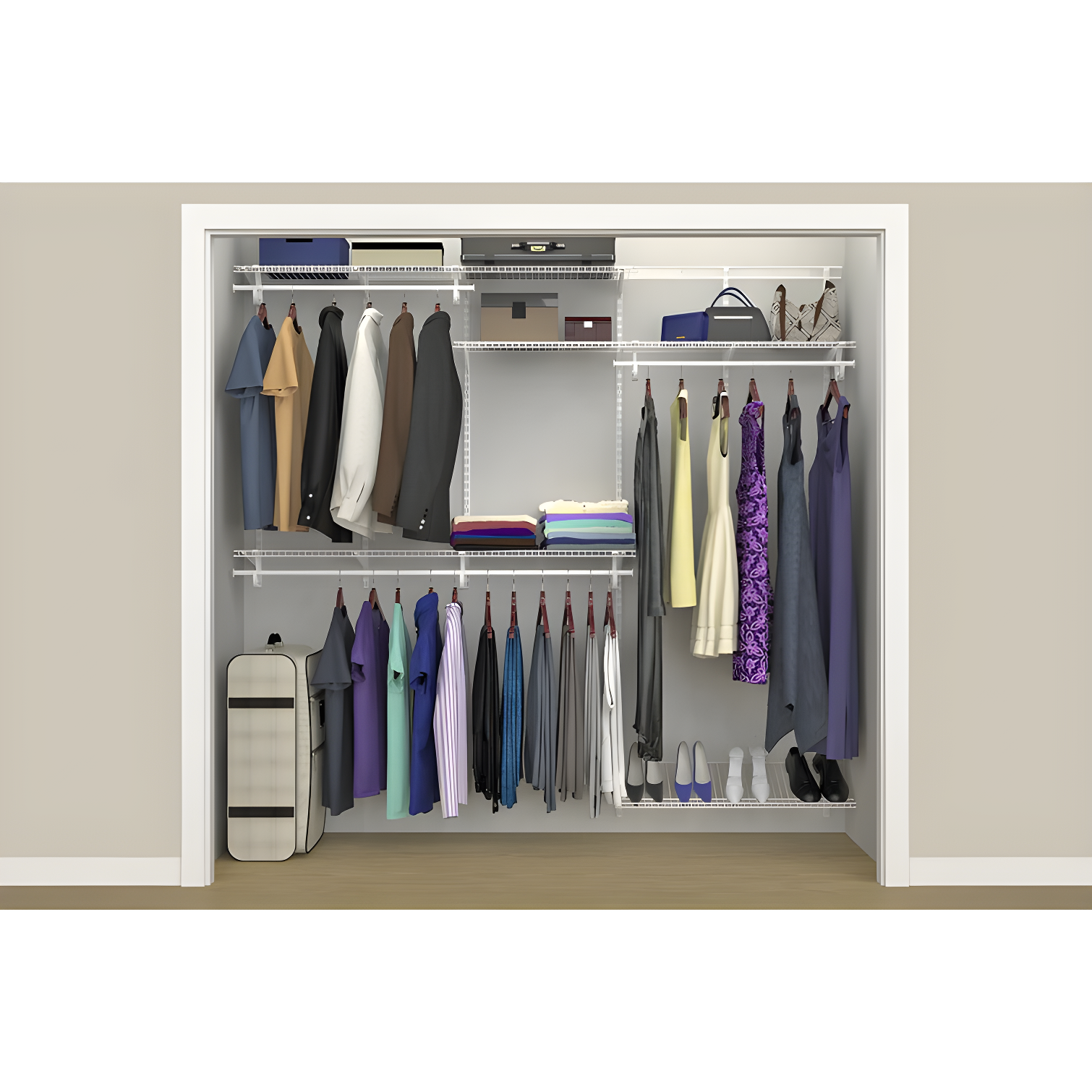 ShelfTrack 60" W - 96" W Closet System Starter Kit