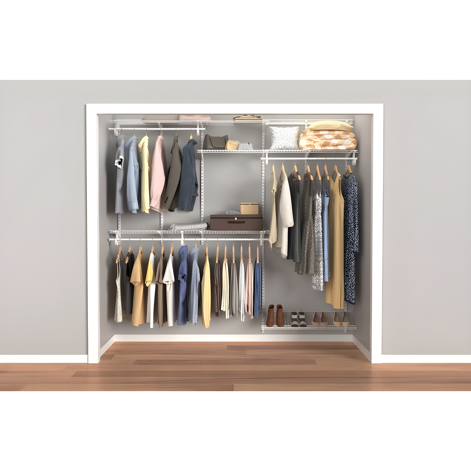 ShelfTrack 60" W - 96" W Closet System Starter Kit