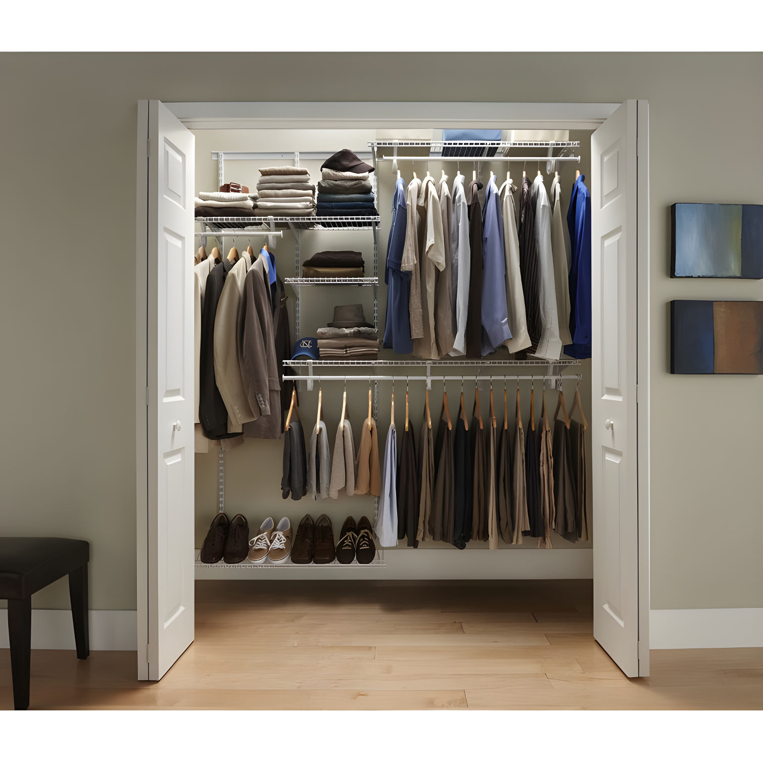 ShelfTrack 60" W - 96" W Closet System Starter Kit