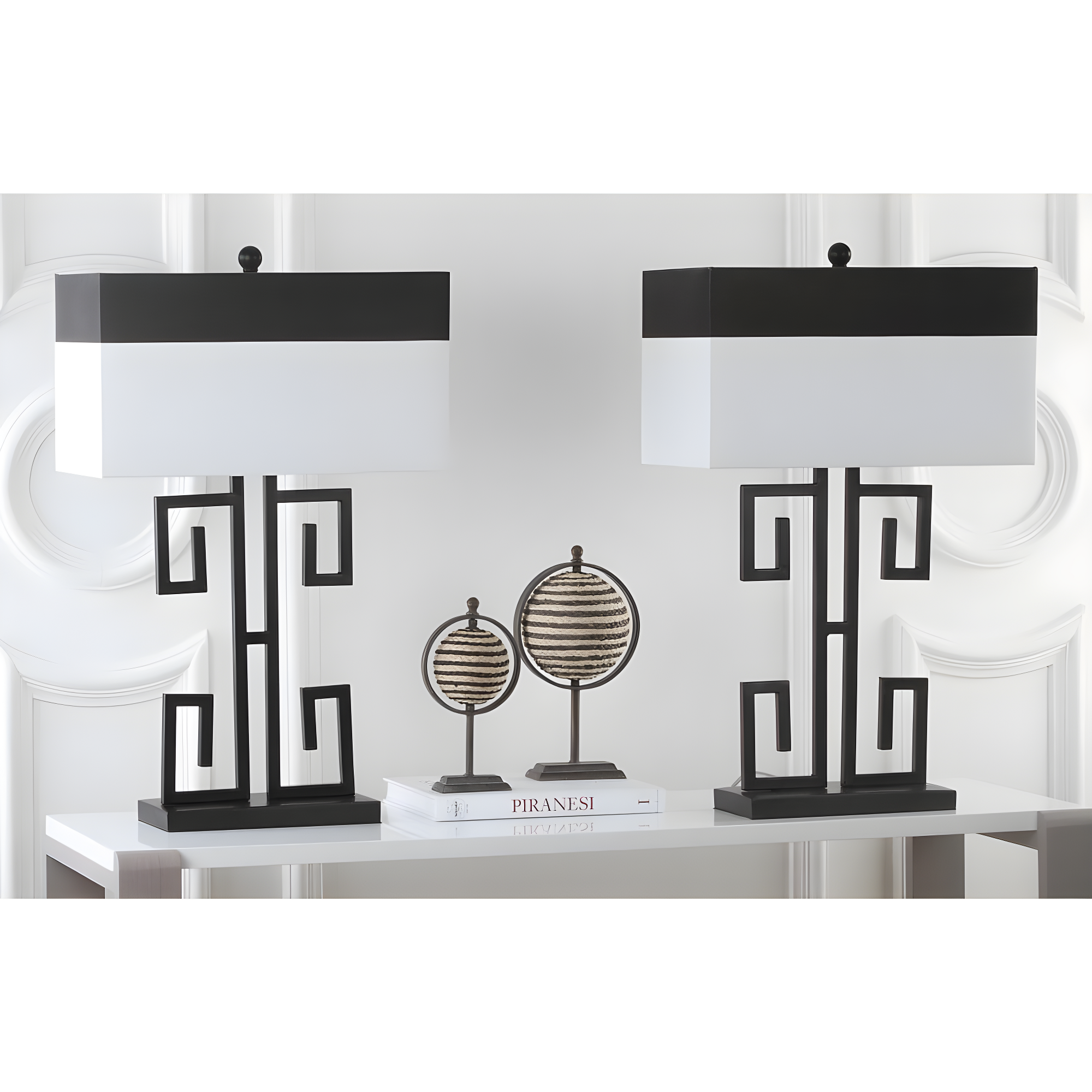 Greek Key Table Lamp (Set of 2) - 28 Inch Height - LIT4071 - Black - Safavieh