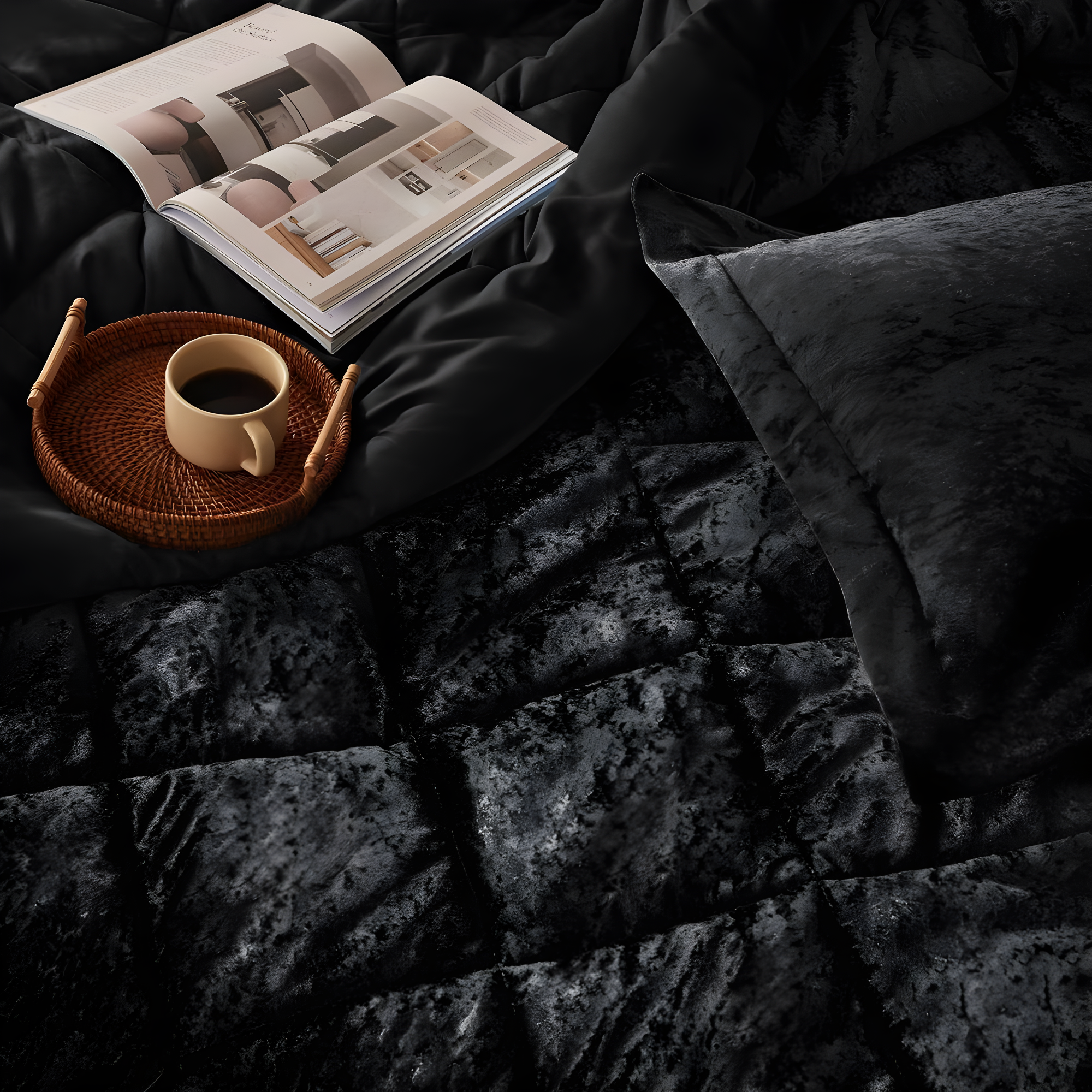 Felicia Crushed Velvet Comforter Set with Throw Pillow