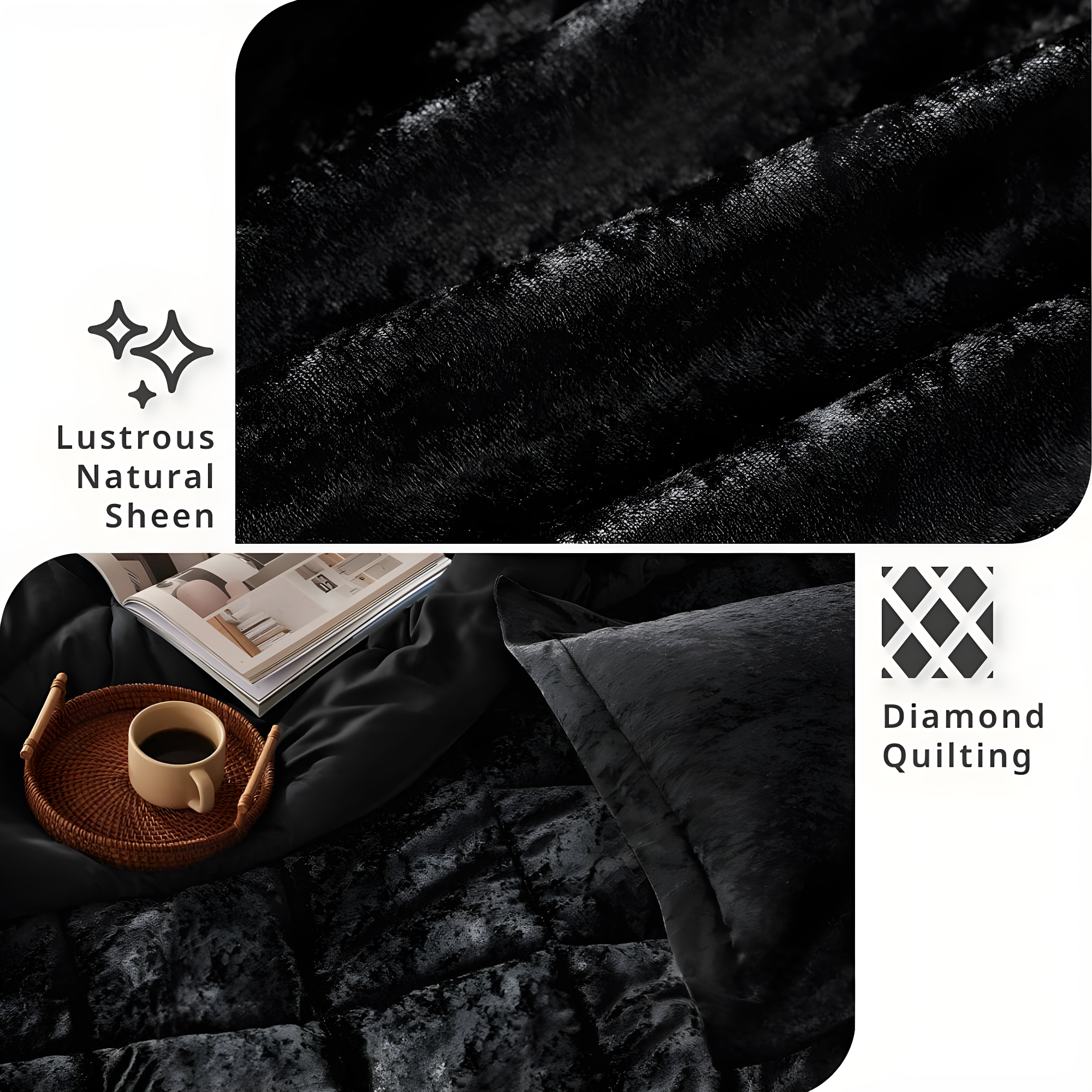 Felicia Crushed Velvet Comforter Set with Throw Pillow