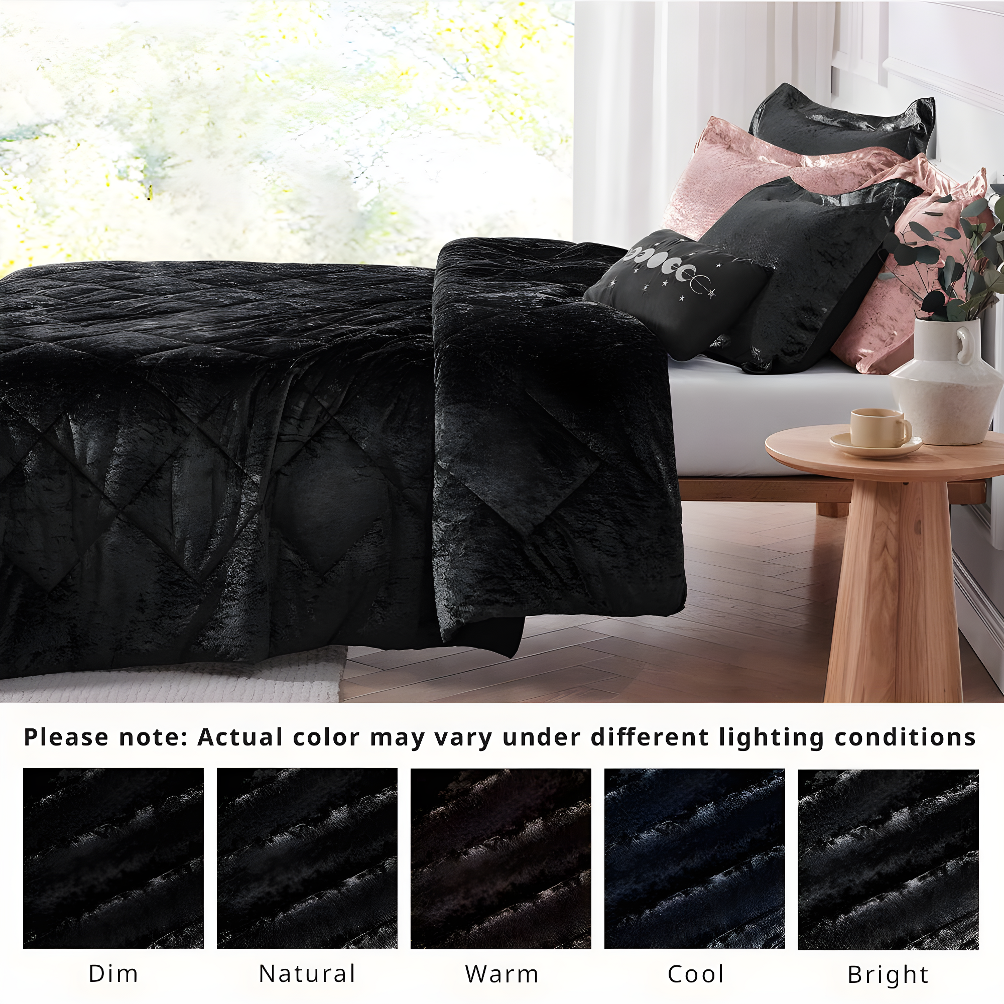 Felicia Crushed Velvet Comforter Set with Throw Pillow