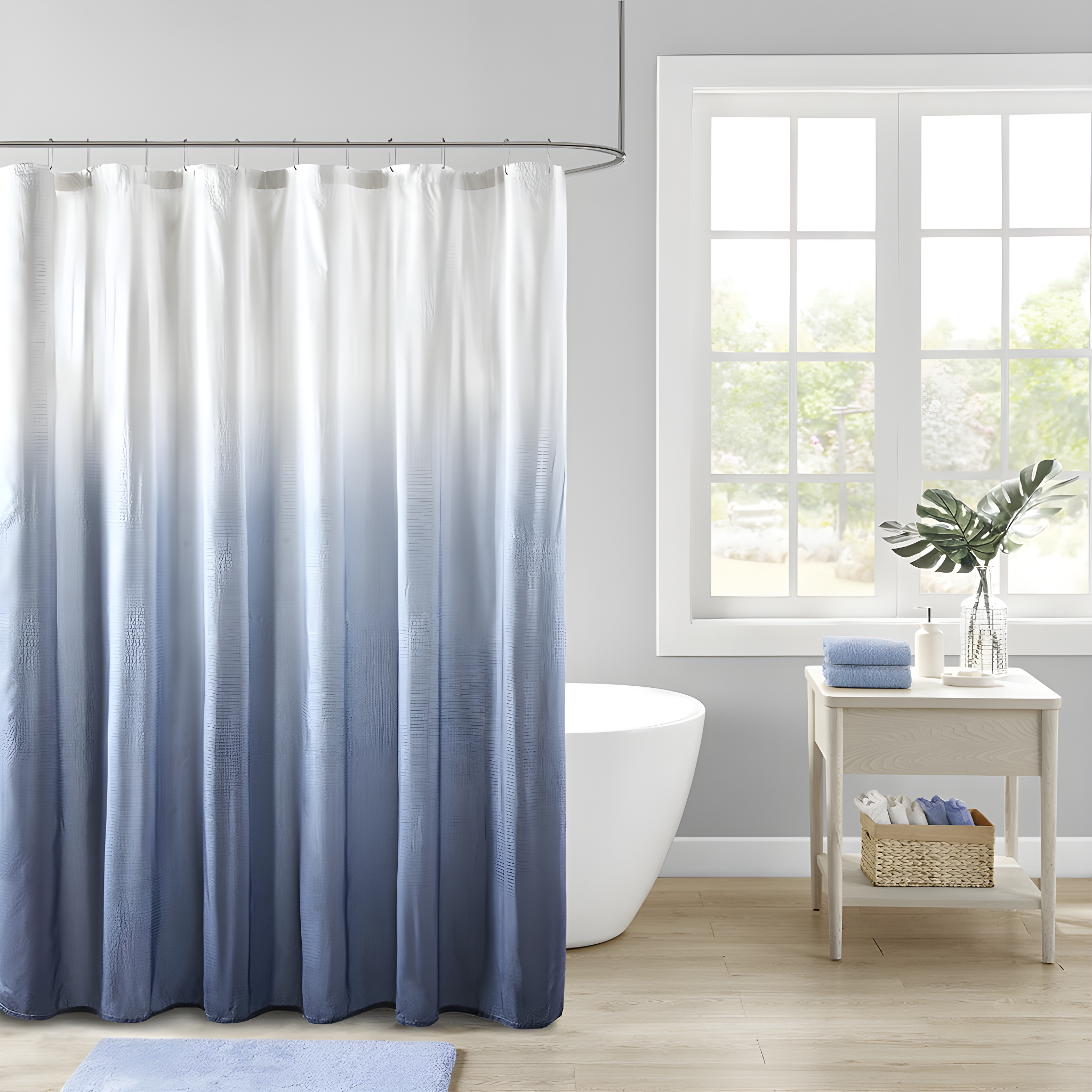 Madison Park Ara Ombre Printed Seersucker Single Shower Curtain