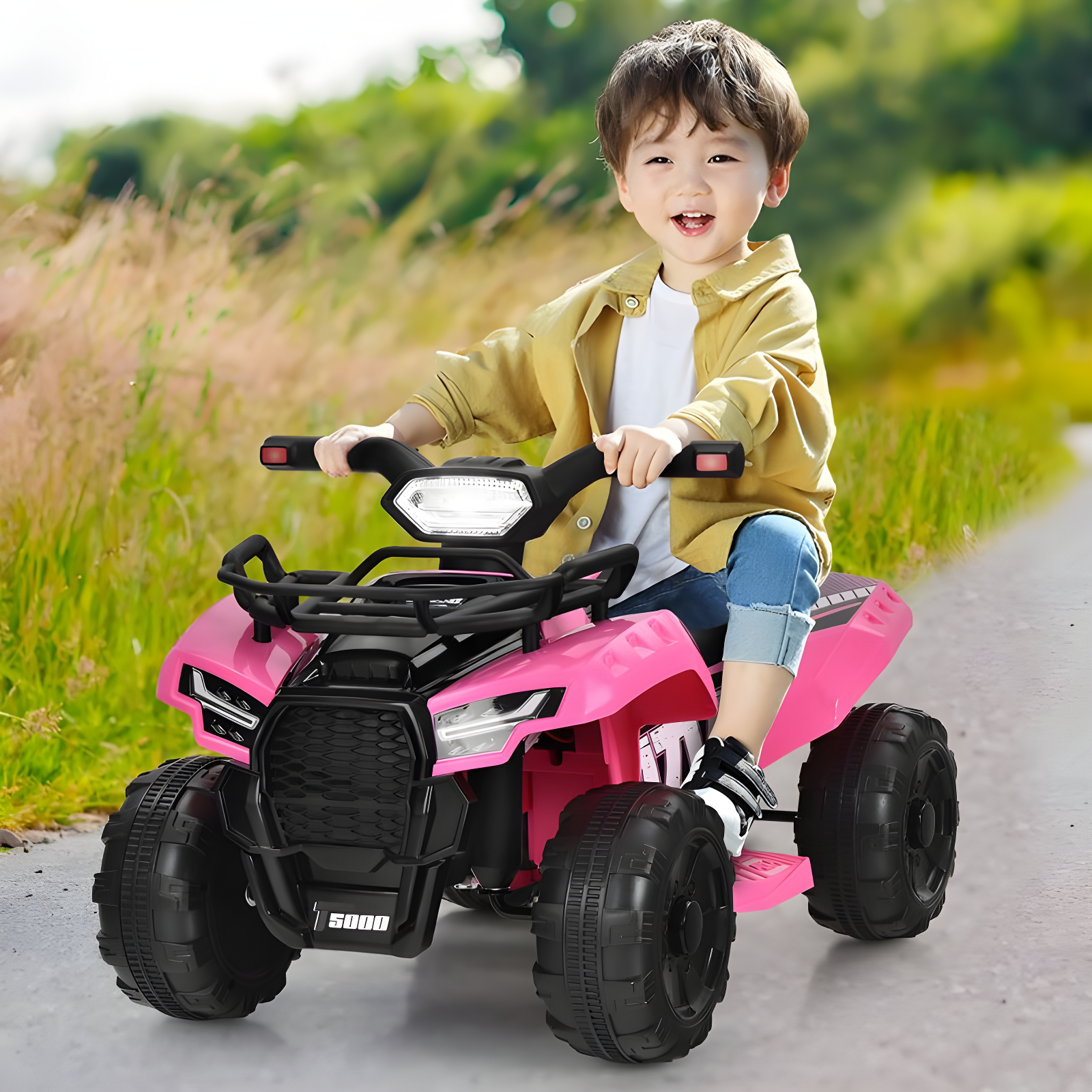 Costway 6V Kids ATV Quad Electric Ride On Car Toy Toddler with LED Light MP3 Pink