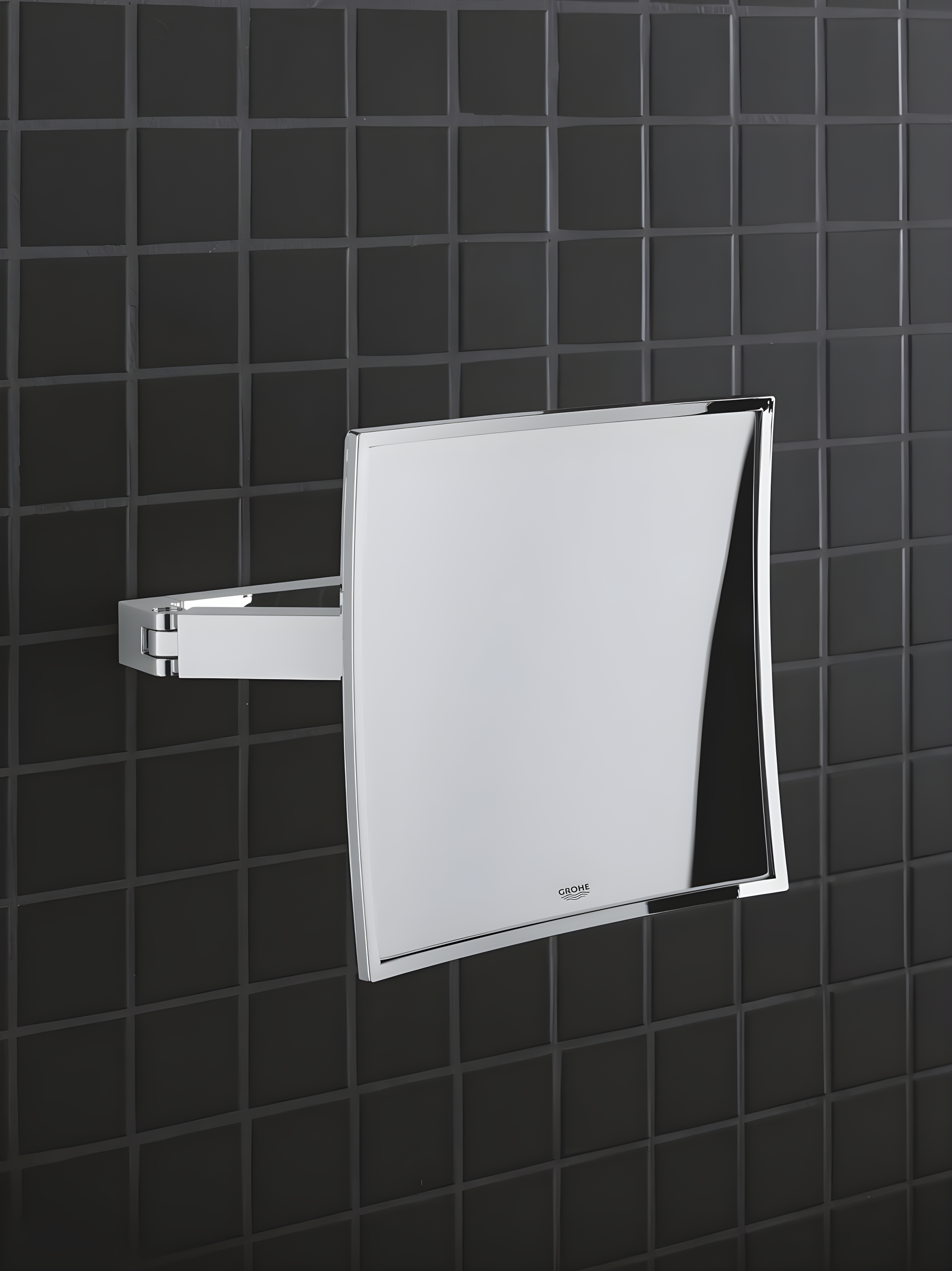 GROHE Selection Cube Modern & Contemporary Magnifying Makeup / Shaving Mirror