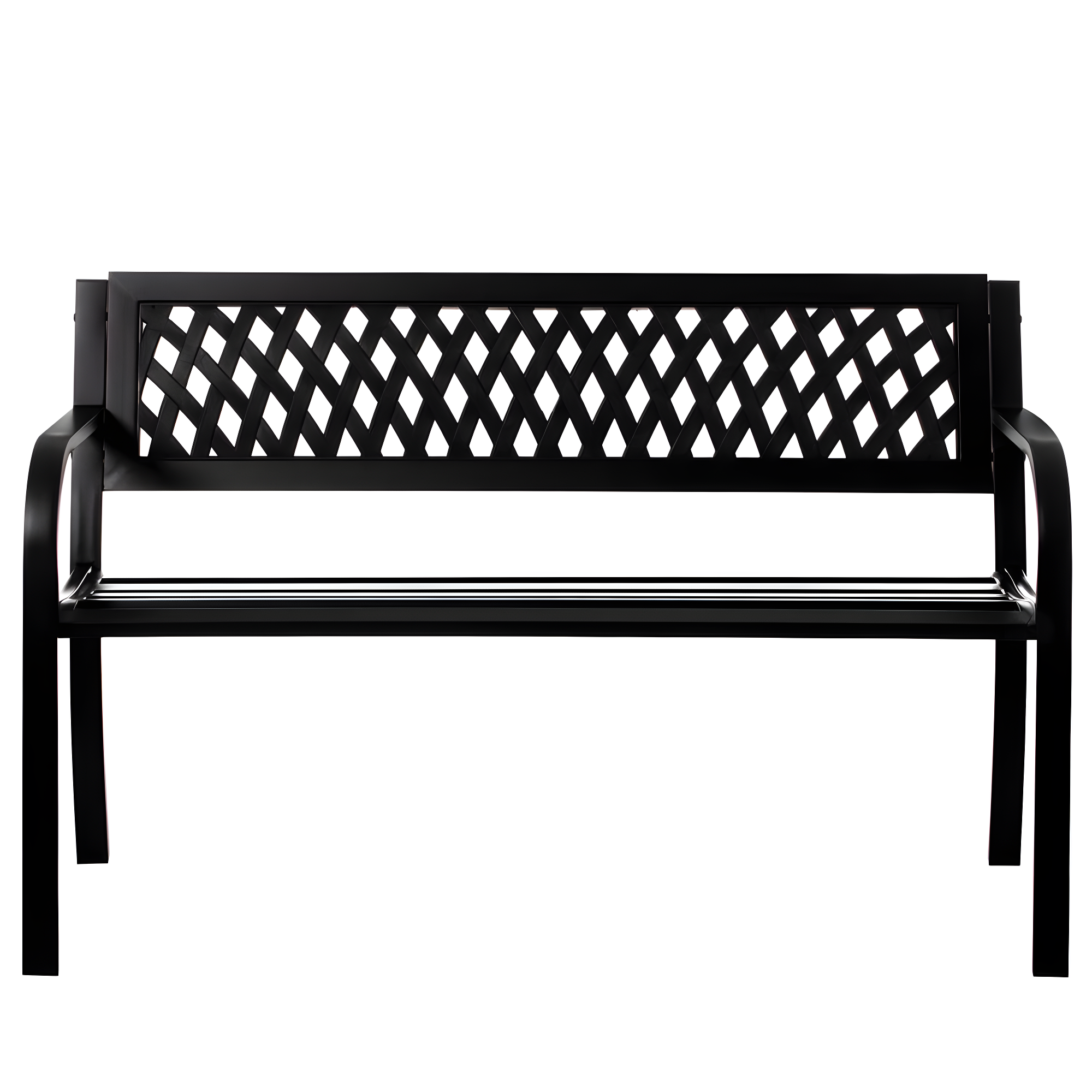 Gardenised Outdoor Steel 47 Park Bench for Yard, Patio, Garden and Deck, Black Weather Resistant Porch Bench, Park Seating