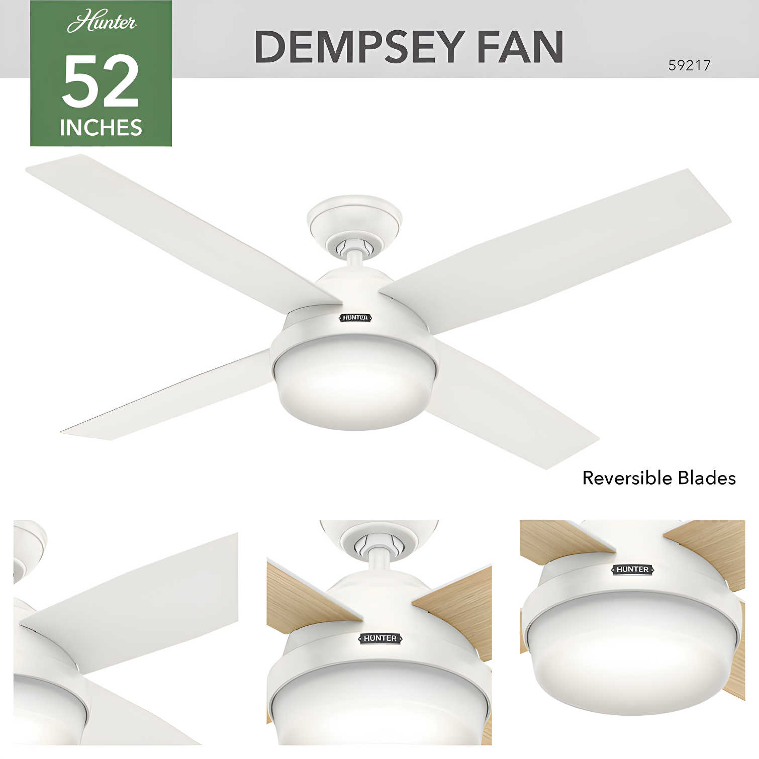 Dempsey 52" 4 - Blade Contemporary Indoor Ceiling Fan with Lights and Remote
