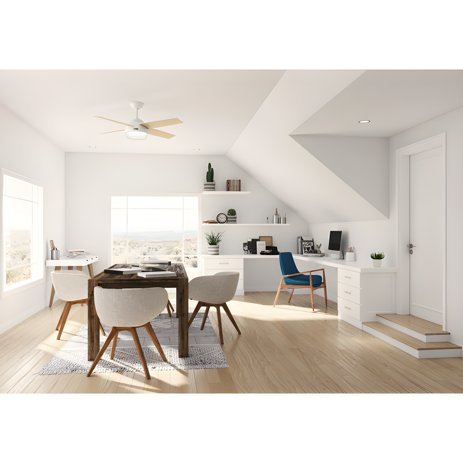 Dempsey 52" 4 - Blade Contemporary Indoor Ceiling Fan with Lights and Remote
