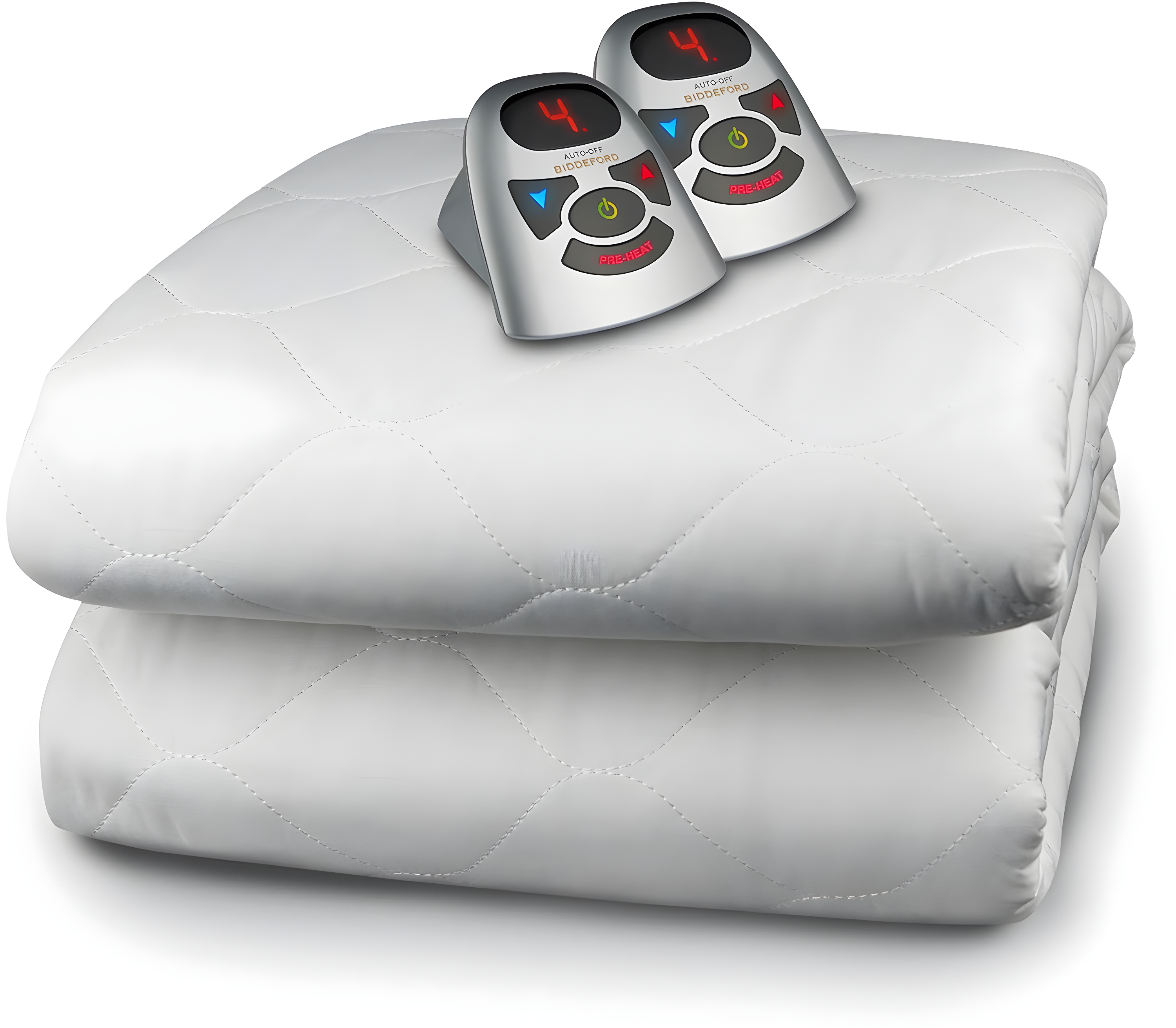 Queen White Quilted Heated Mattress Pad with Digital Controller