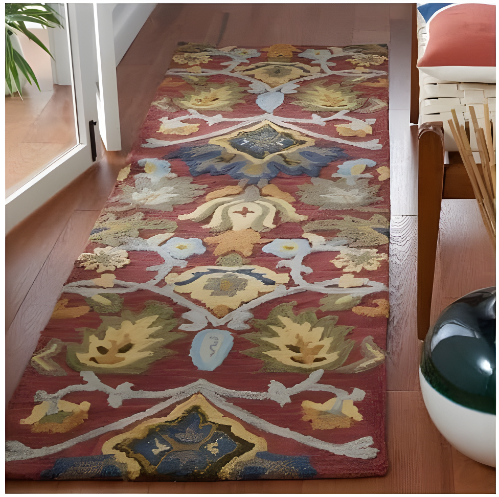 Blossom BLM402 Hand Tufted Runner Rug - Red/Multi - 2'3"x12' - Safavieh.