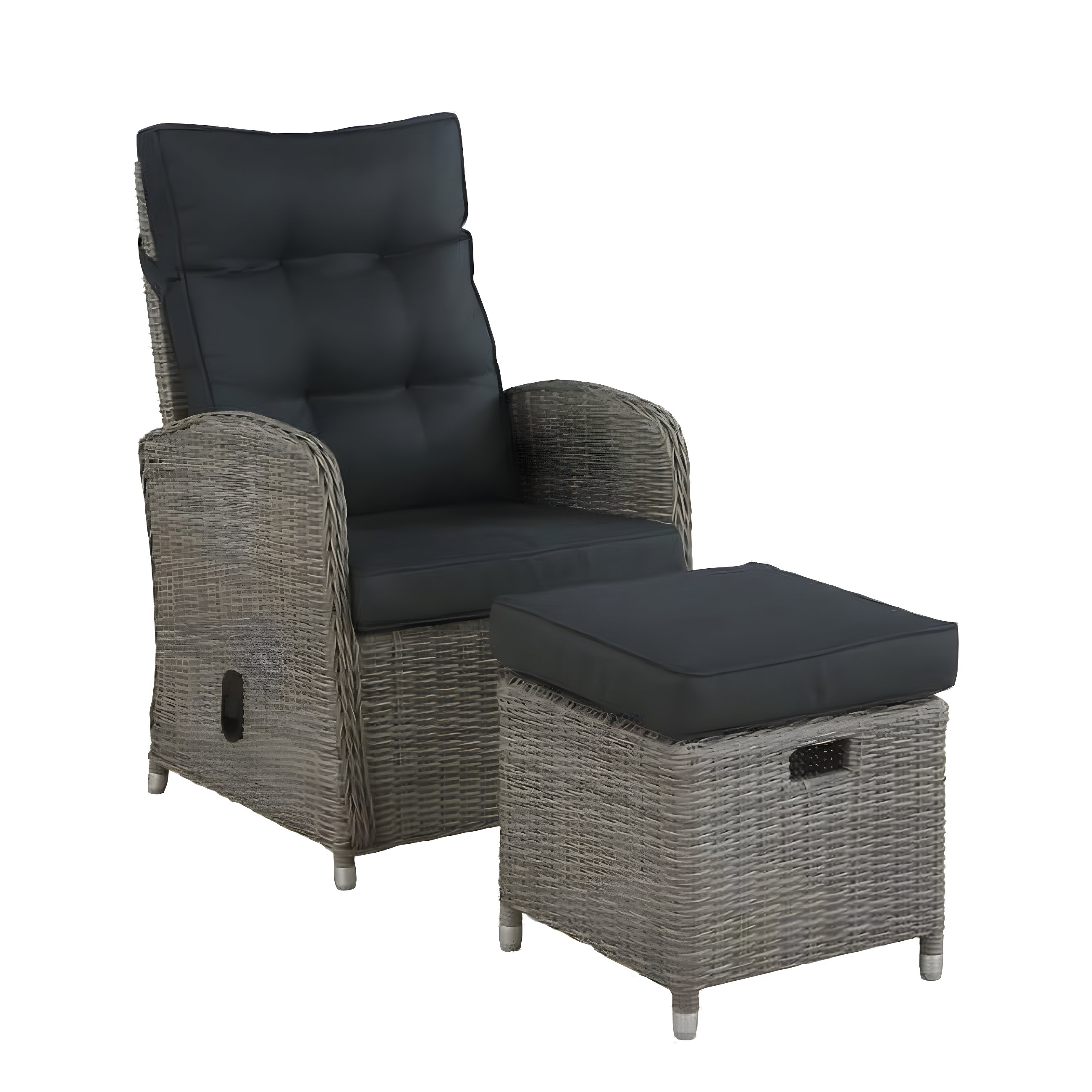 Monaco 2pc Wicker Outdoor Recliner & Ottoman - Gray - Alaterre Furniture: All-Weather, Water-Resistant Patio Set