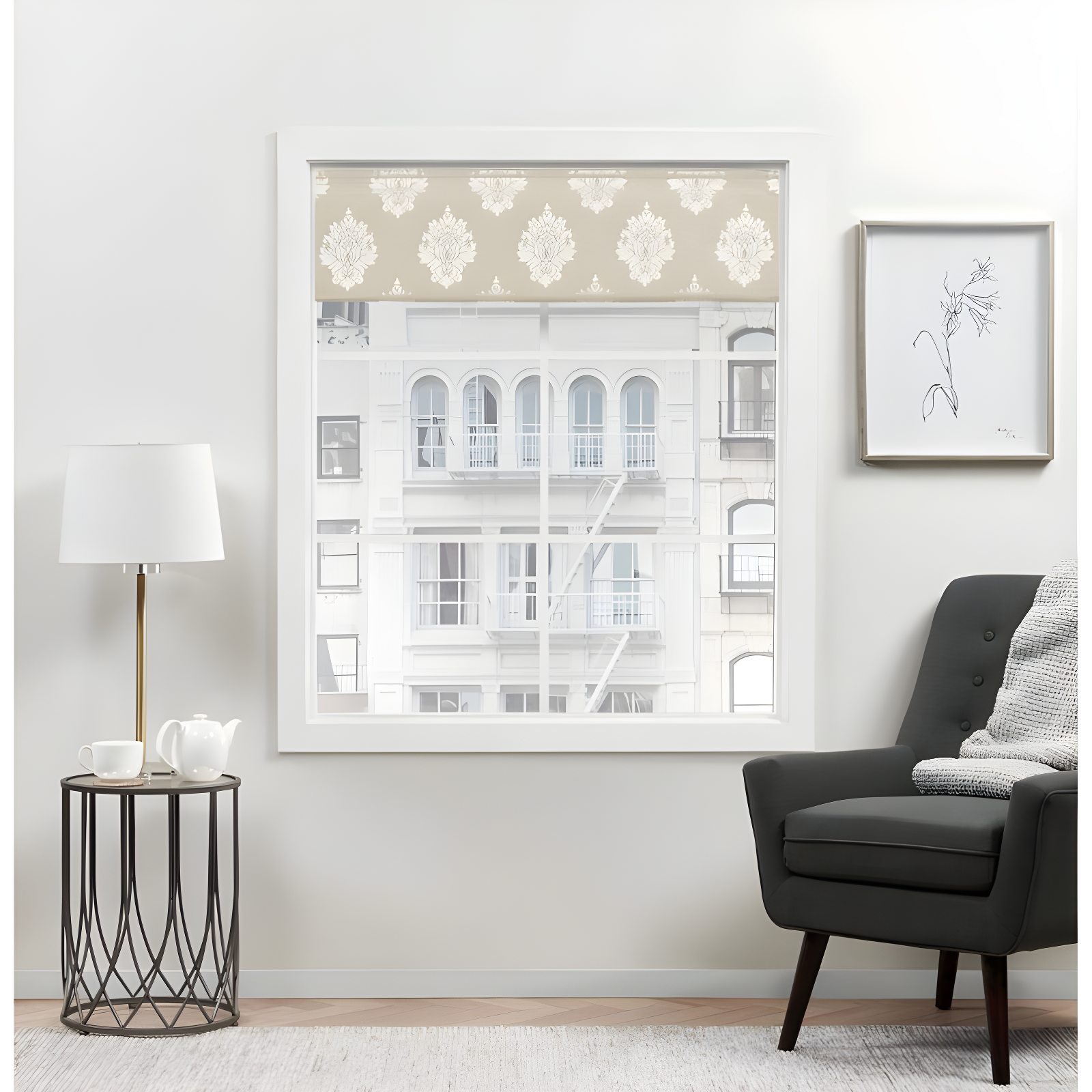 Amalgamated Textiles Exclusive Home Marseilles Damask 100% Blackout Roman Shade