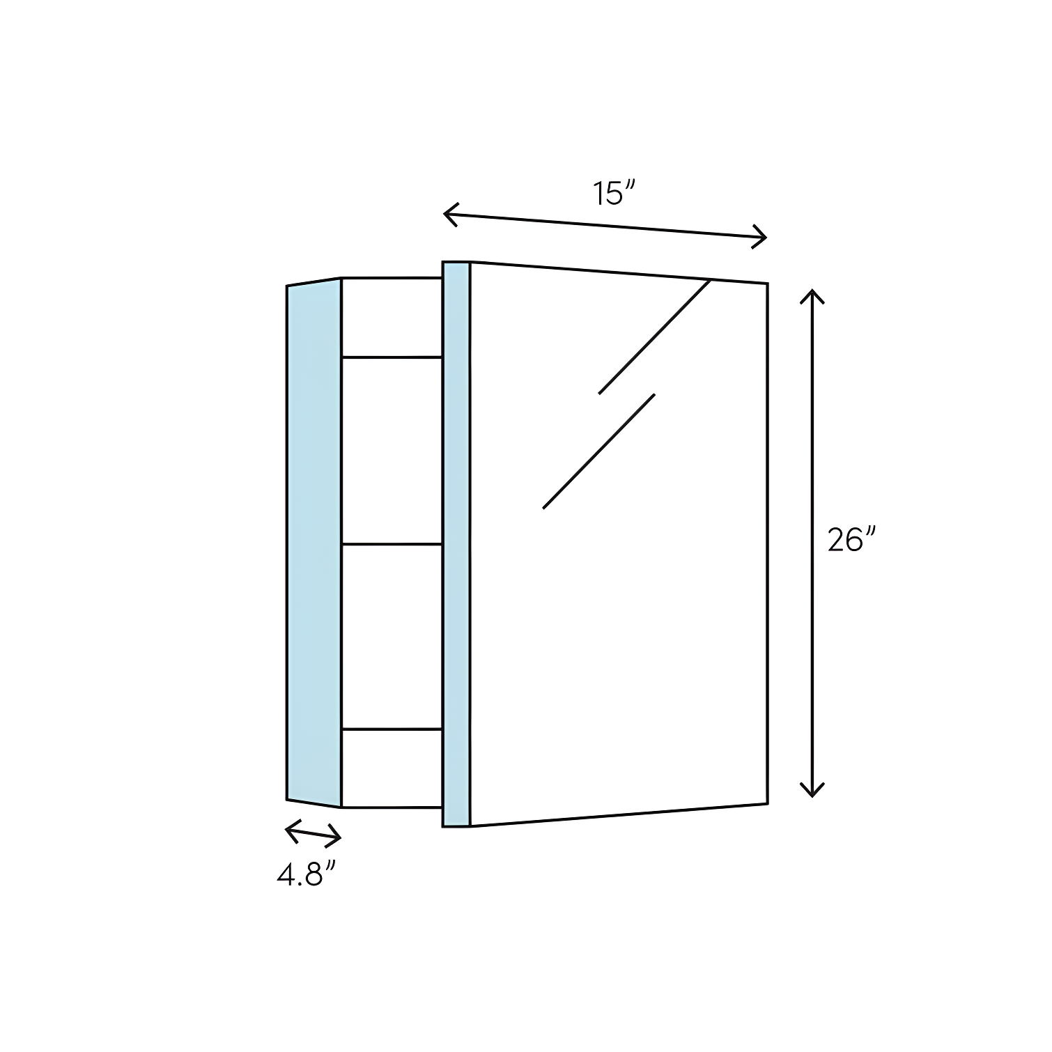 CLC Recessed or Surface Mount Frameless Aluminum Medicine Cabinet Adjustable Shelves