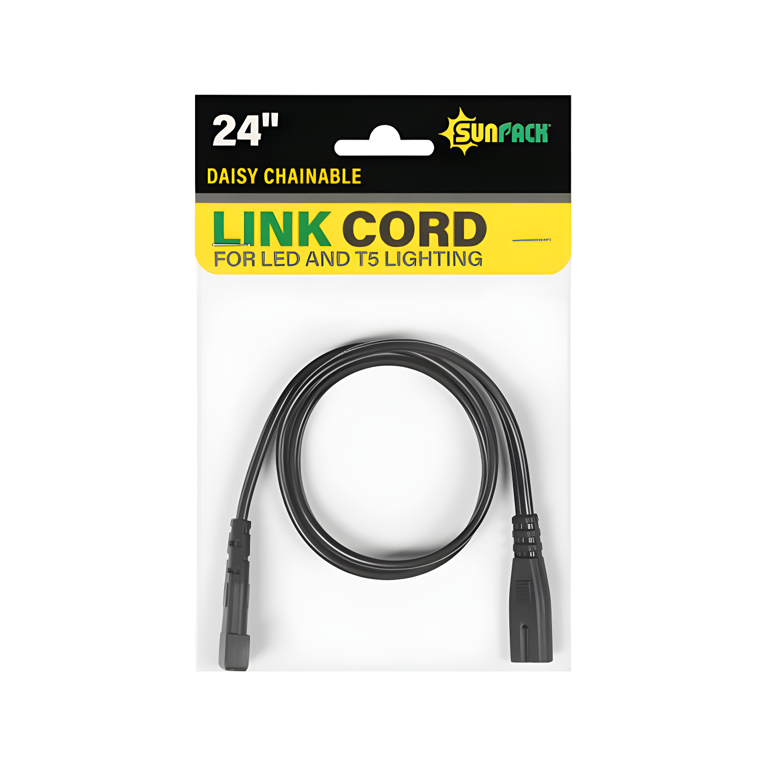SunPack Daisy Chainable Link Cord for LED and T5 Lighting, Black, 24"