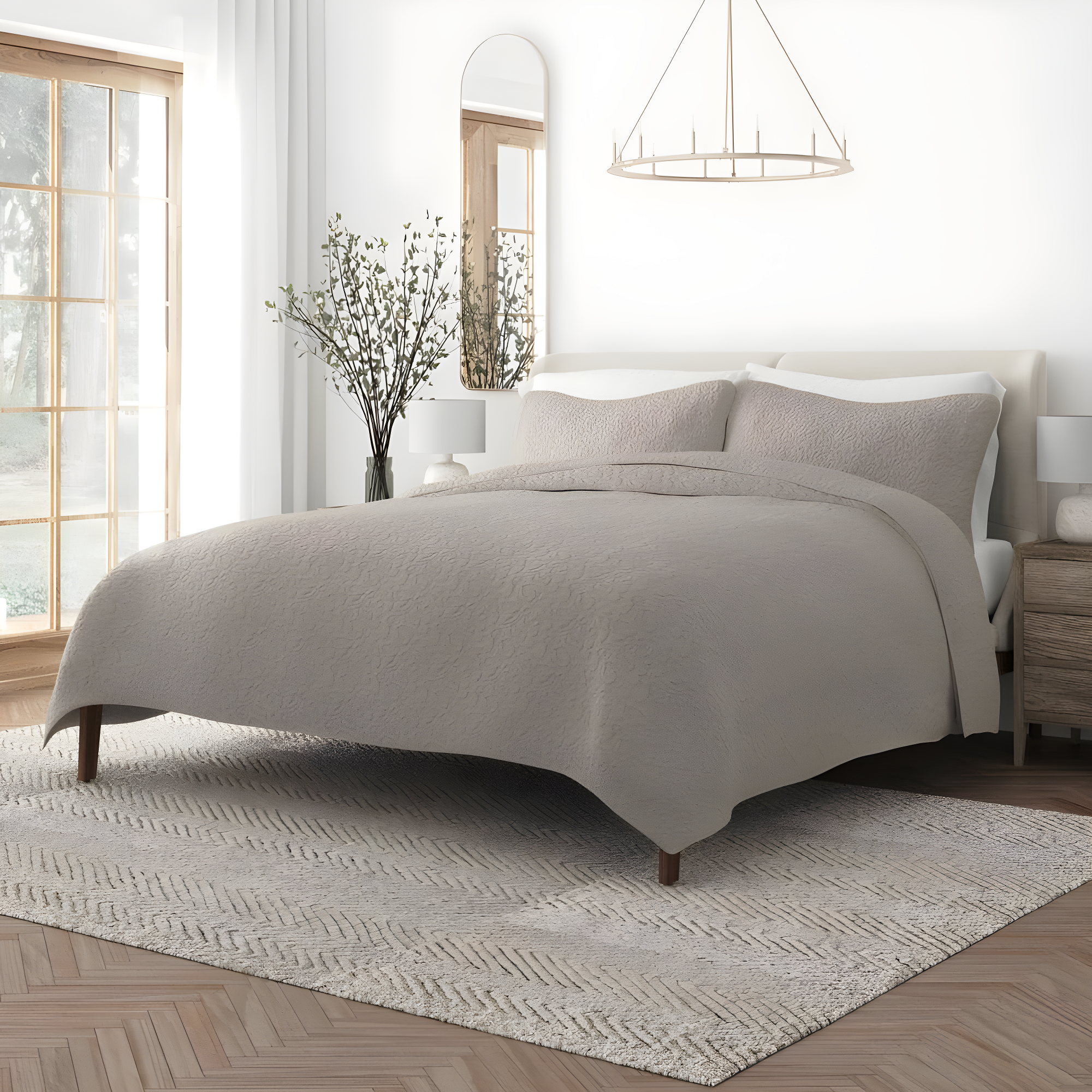 Becky Cameron Becky Cameron Elegant Floral Stitching Quilt Set