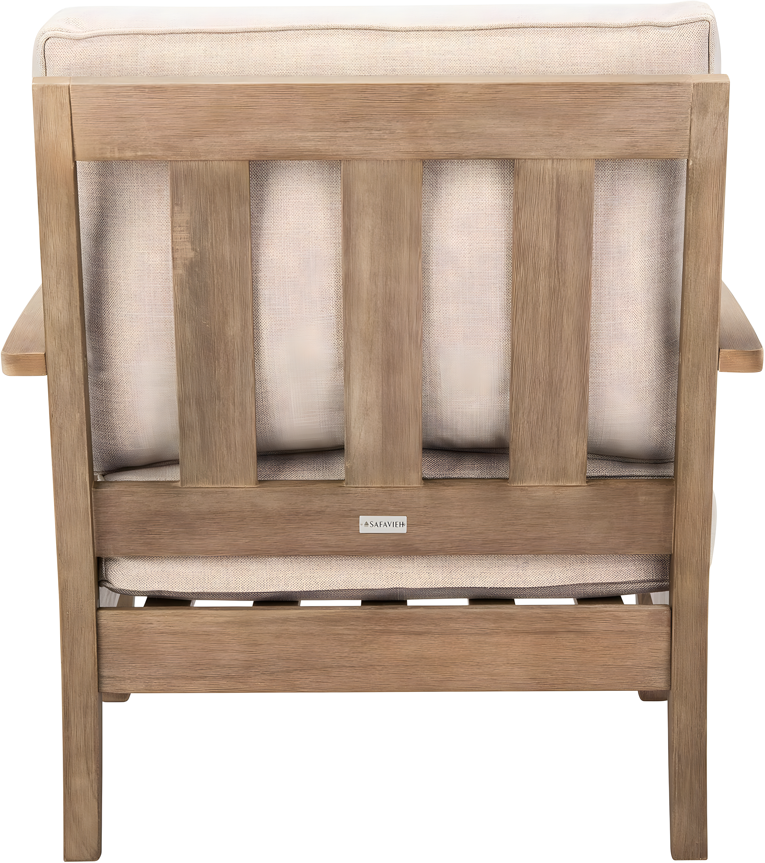 Ssafavieh Martinique Coastal Eucalyptus Wood Solid Print Armchair, Natural / Beige