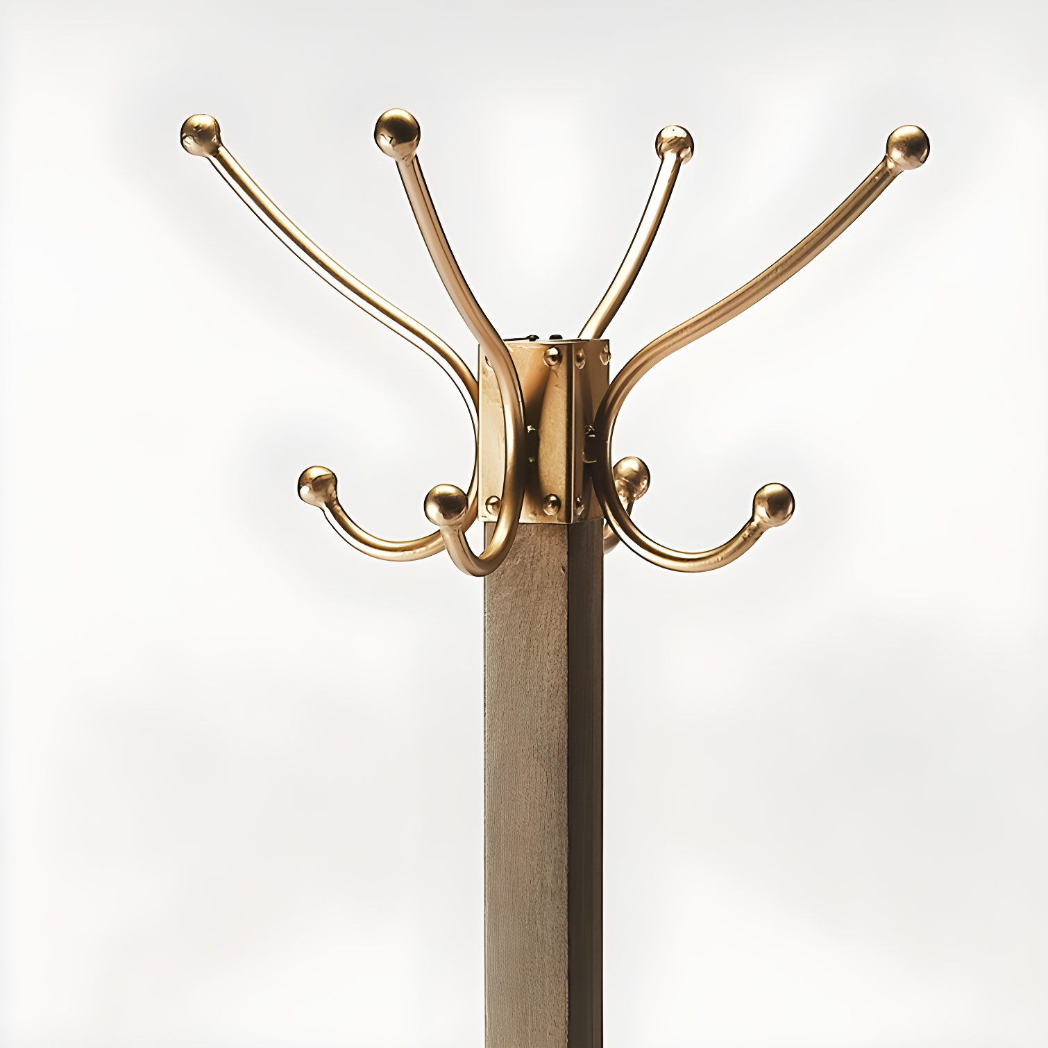 Antique Gold and Medium Brown Transitional Coat Rack