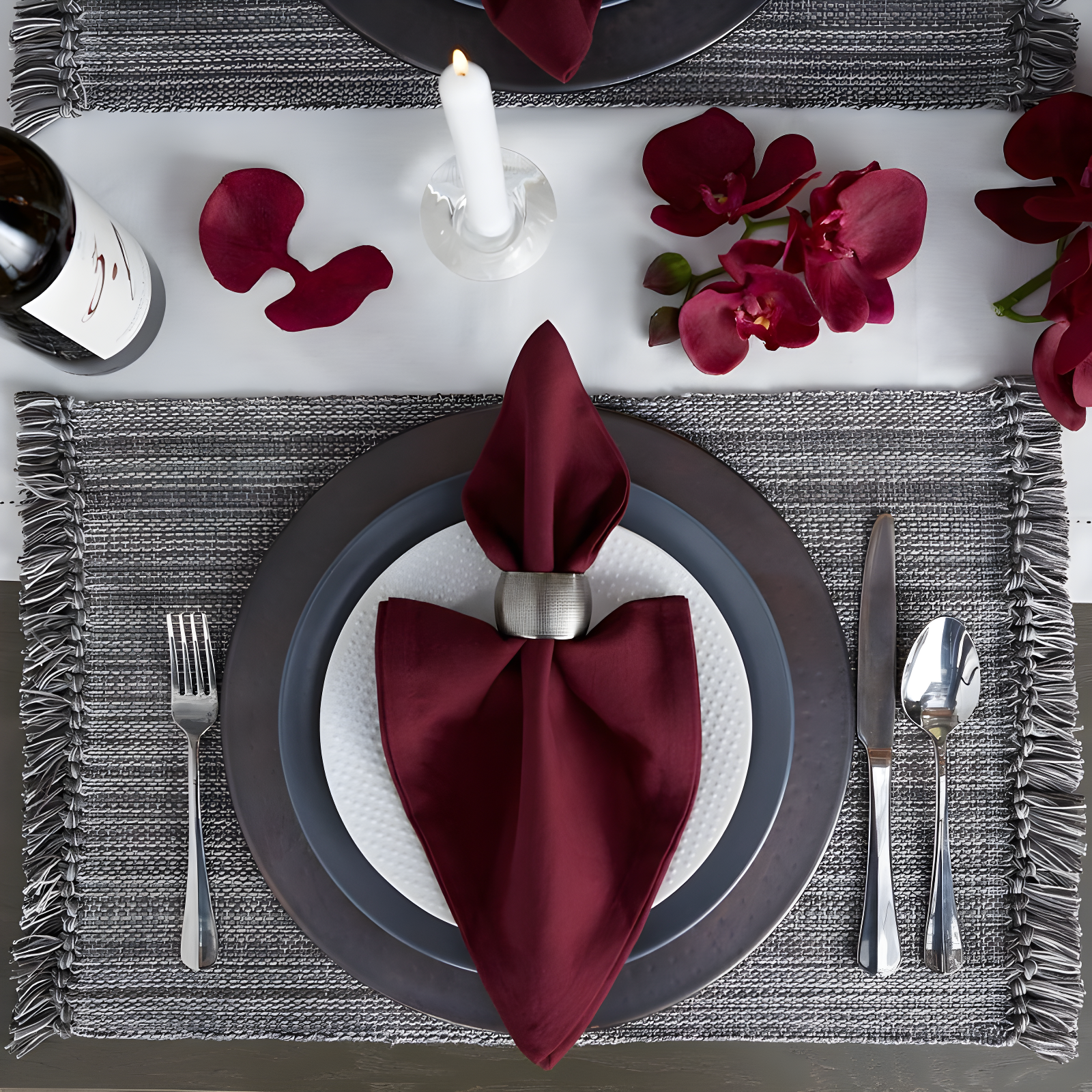 Gray Fringe Variegated Placemats (Set Of 6) - Design Imports