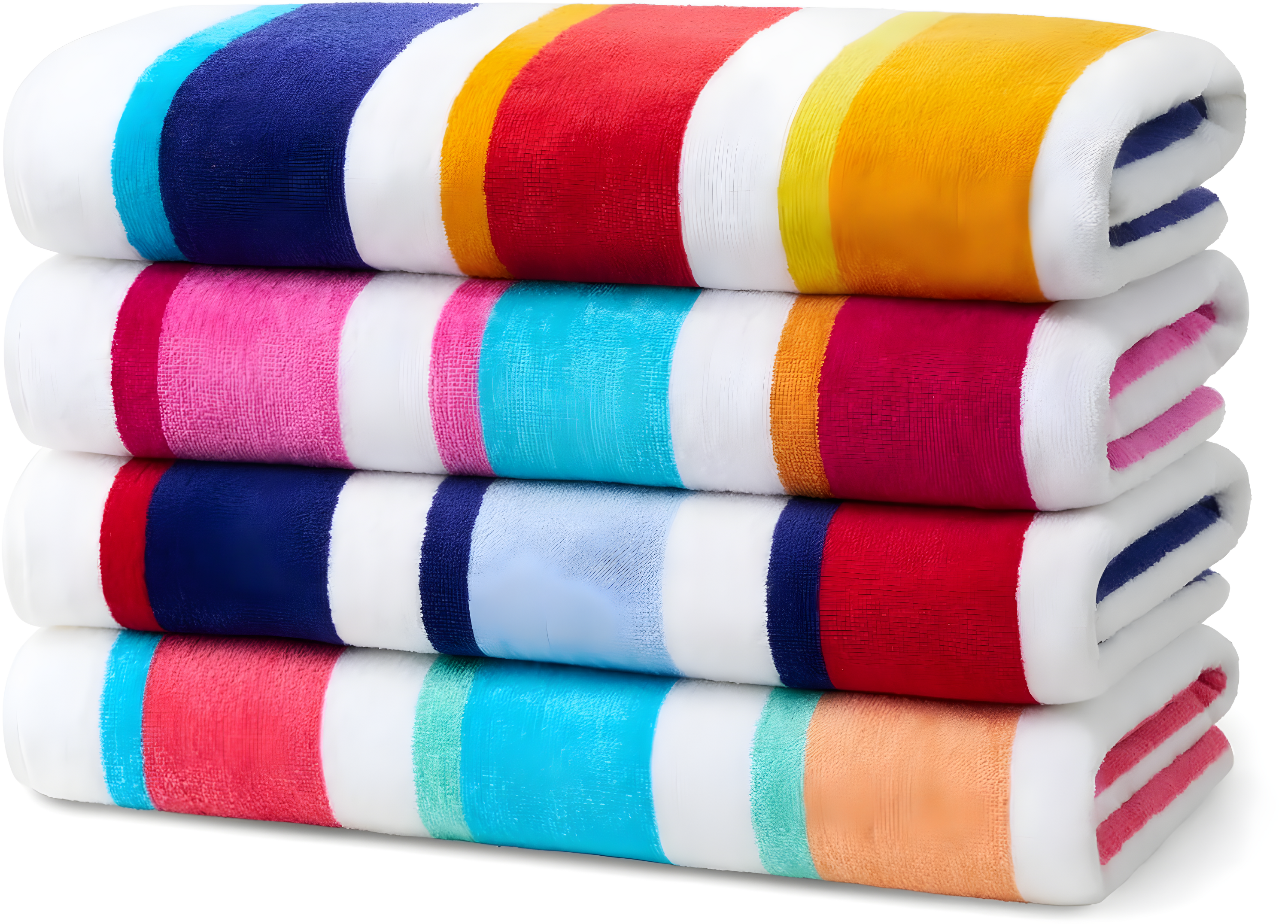 Kaufman 4 Pack 100% Cotton Multicolor Joey Cabana Stripe Beach Pool Towel 32" x 62"