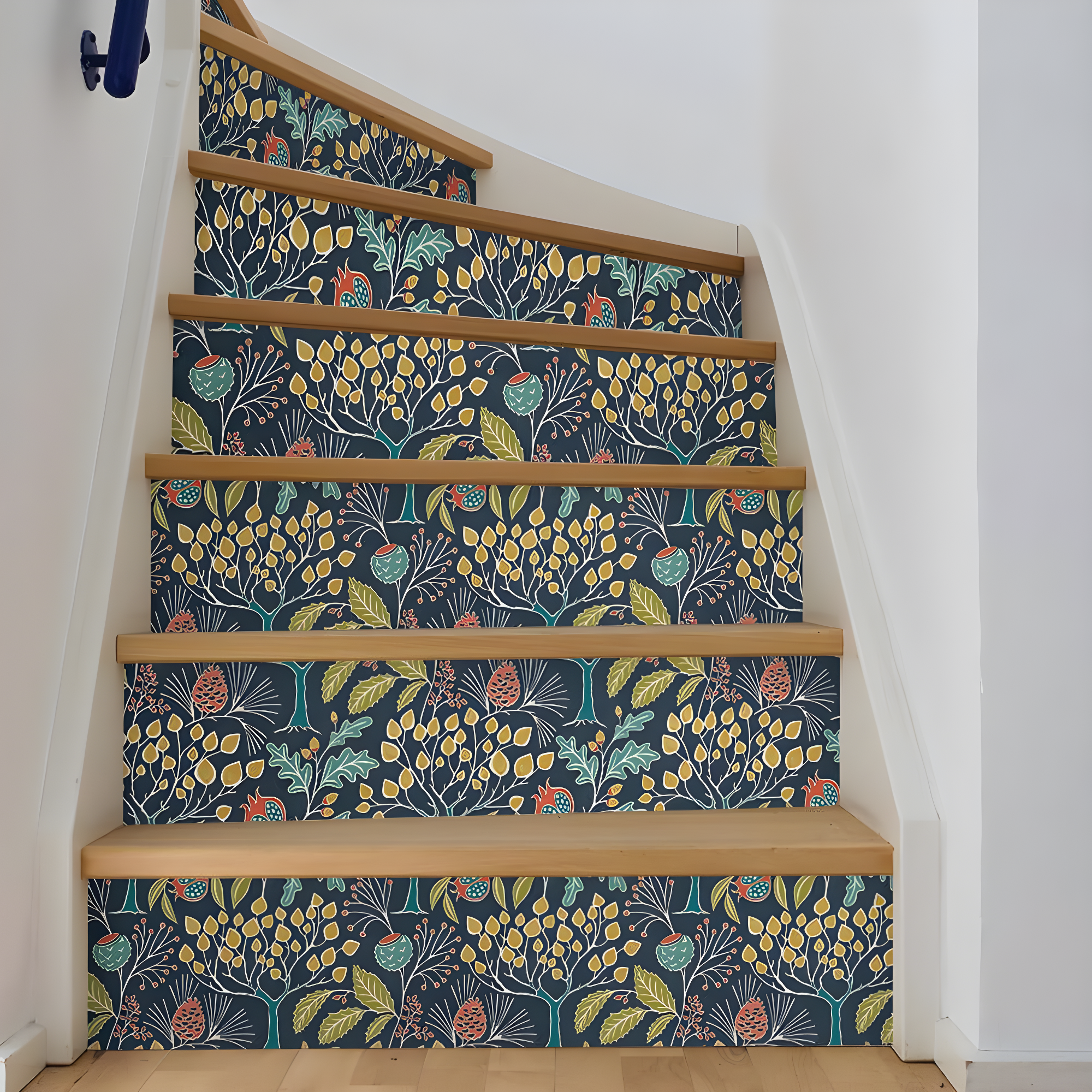 NuWallpaper Groovy Garden Navy Vinyl Peel And Stick Wallpaper, 216-in by 20.5-in, 30.75 Sq. ft. 1 count