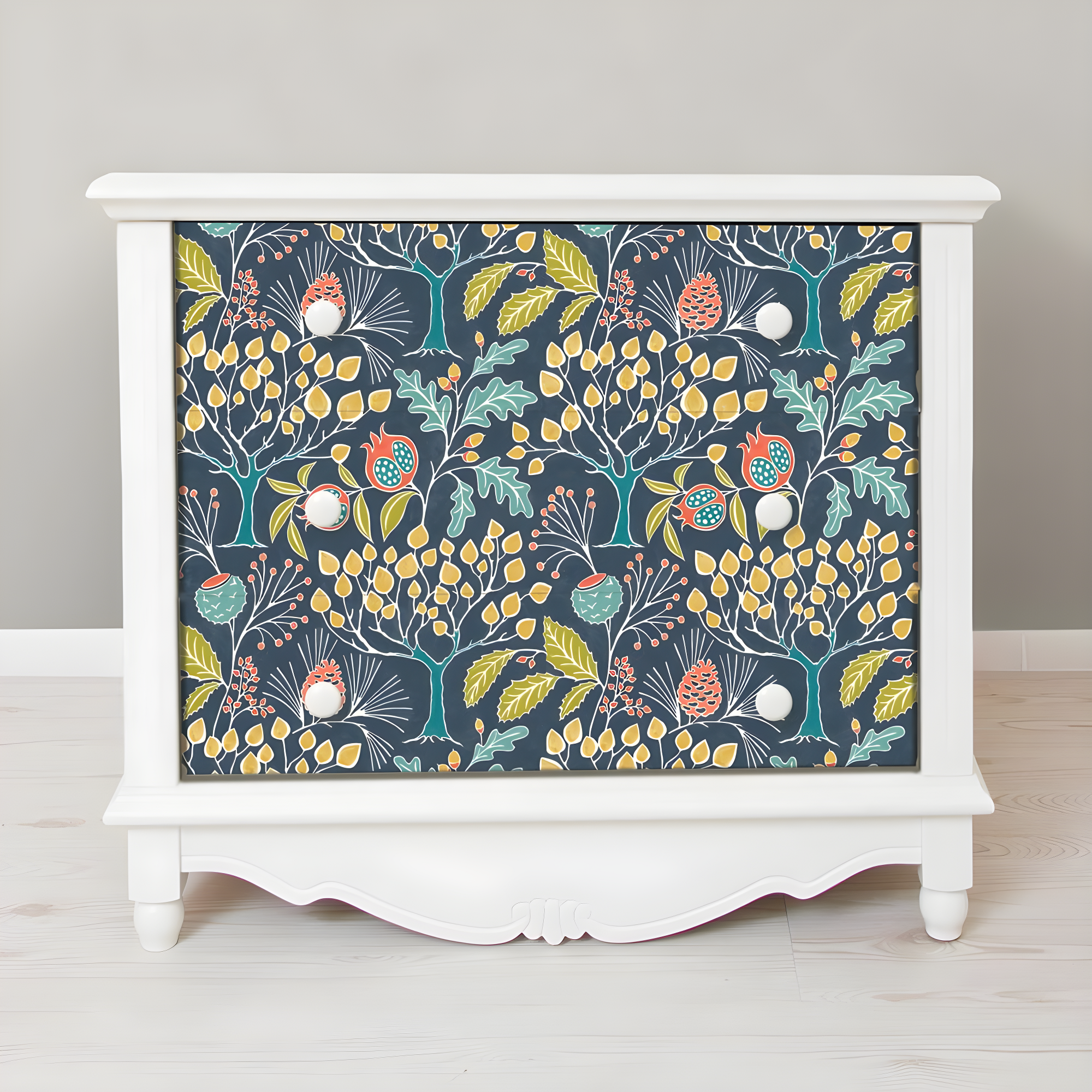 NuWallpaper Groovy Garden Navy Vinyl Peel And Stick Wallpaper, 216-in by 20.5-in, 30.75 Sq. ft. 1 count