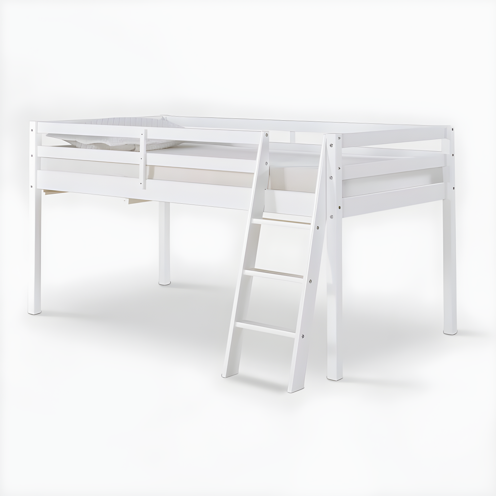 Twin Roxy Junior Kids' Loft Bed White - Bolton Furniture: Low Loft Bed, Brazilian Pine Frame, Unupholstered, All Ages
