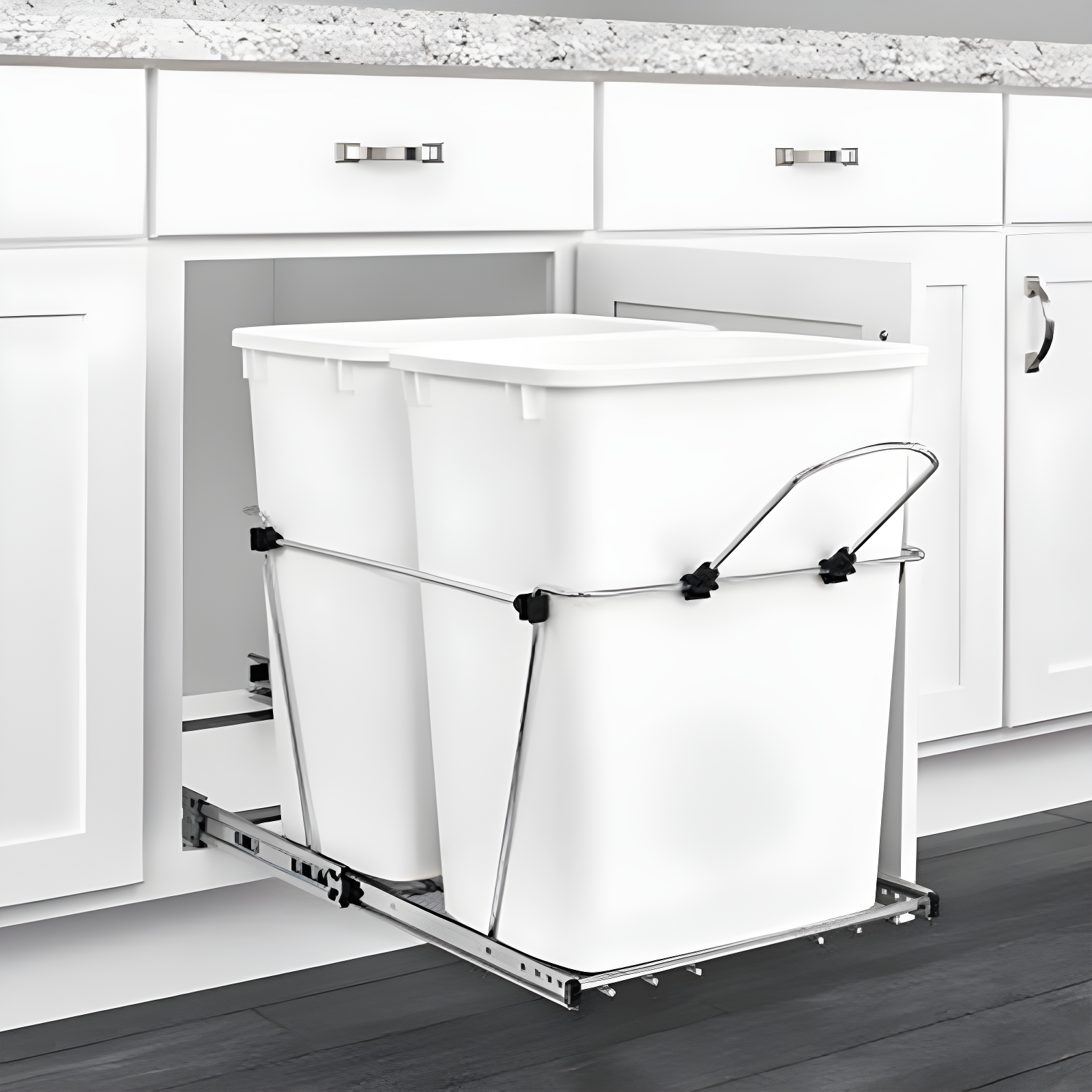 Double Sliding Pull-Out Waste Bin Containers