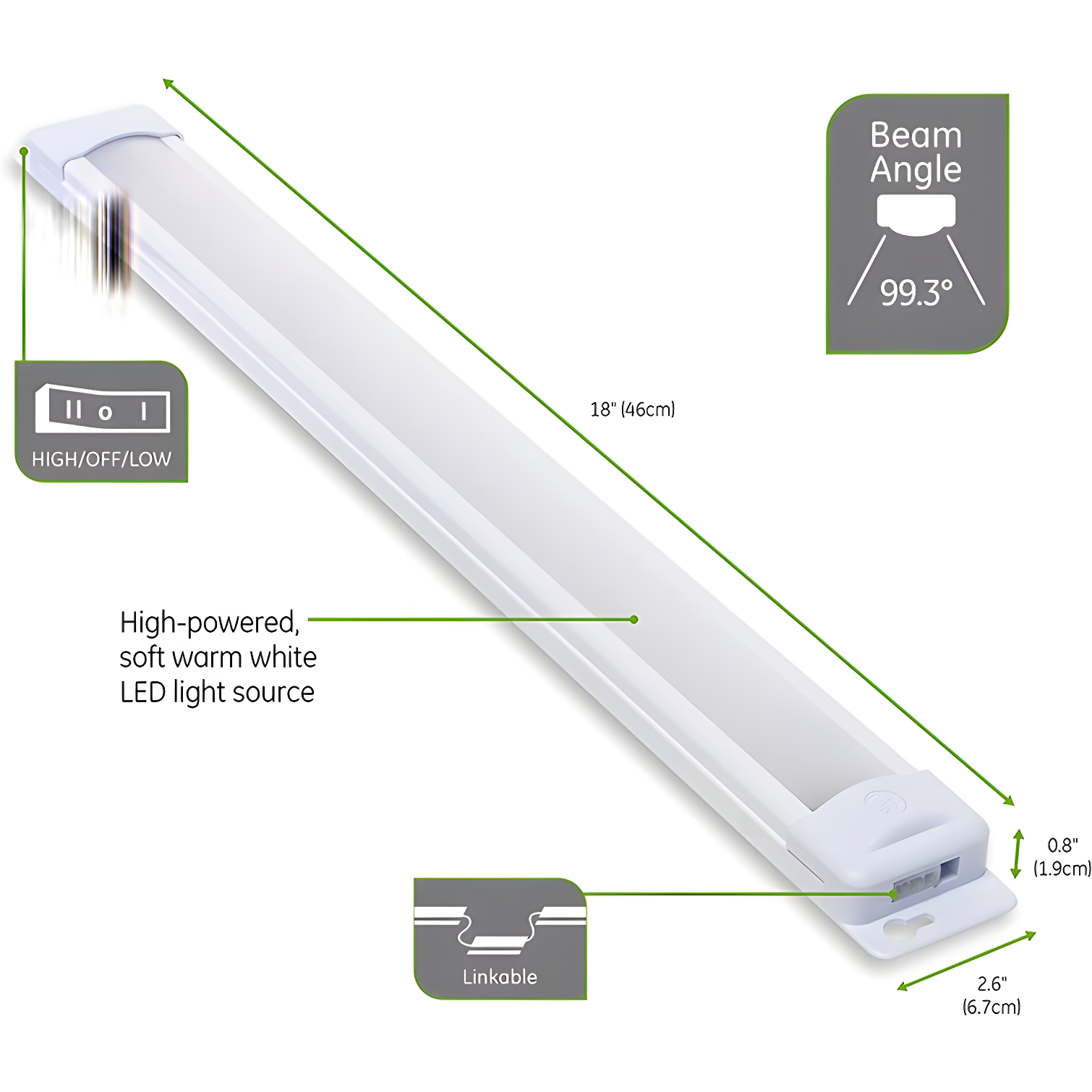 Enbrighten 18-inch Plug-In Linkable LED Under Cabinet Light Fixture