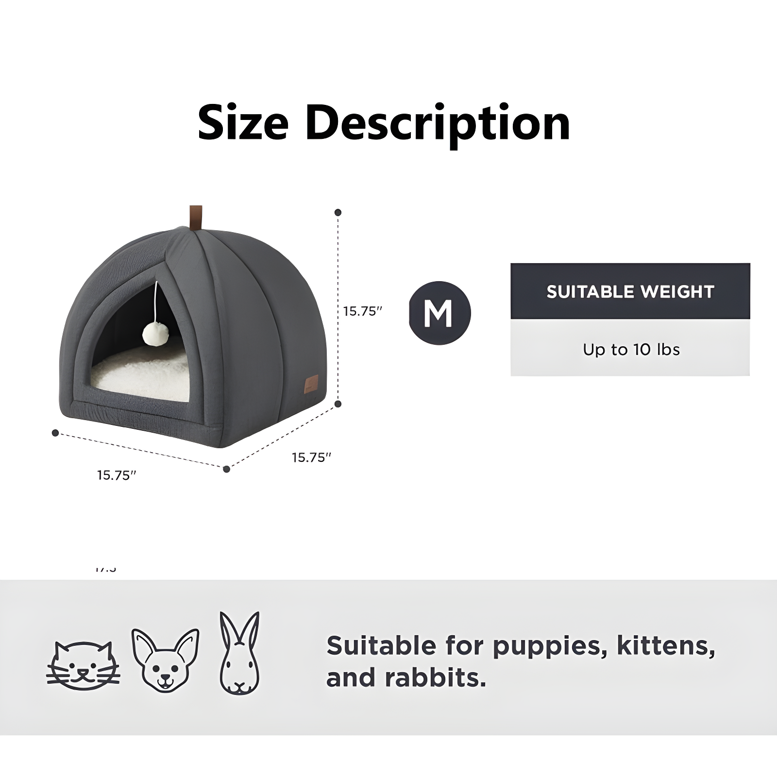 The Cat Beds for Indoor Cats - 2 in 1 Cat Cave for Kittens and Small Pets, Cat Hideaway with Non-Slip Bottom,16 inches