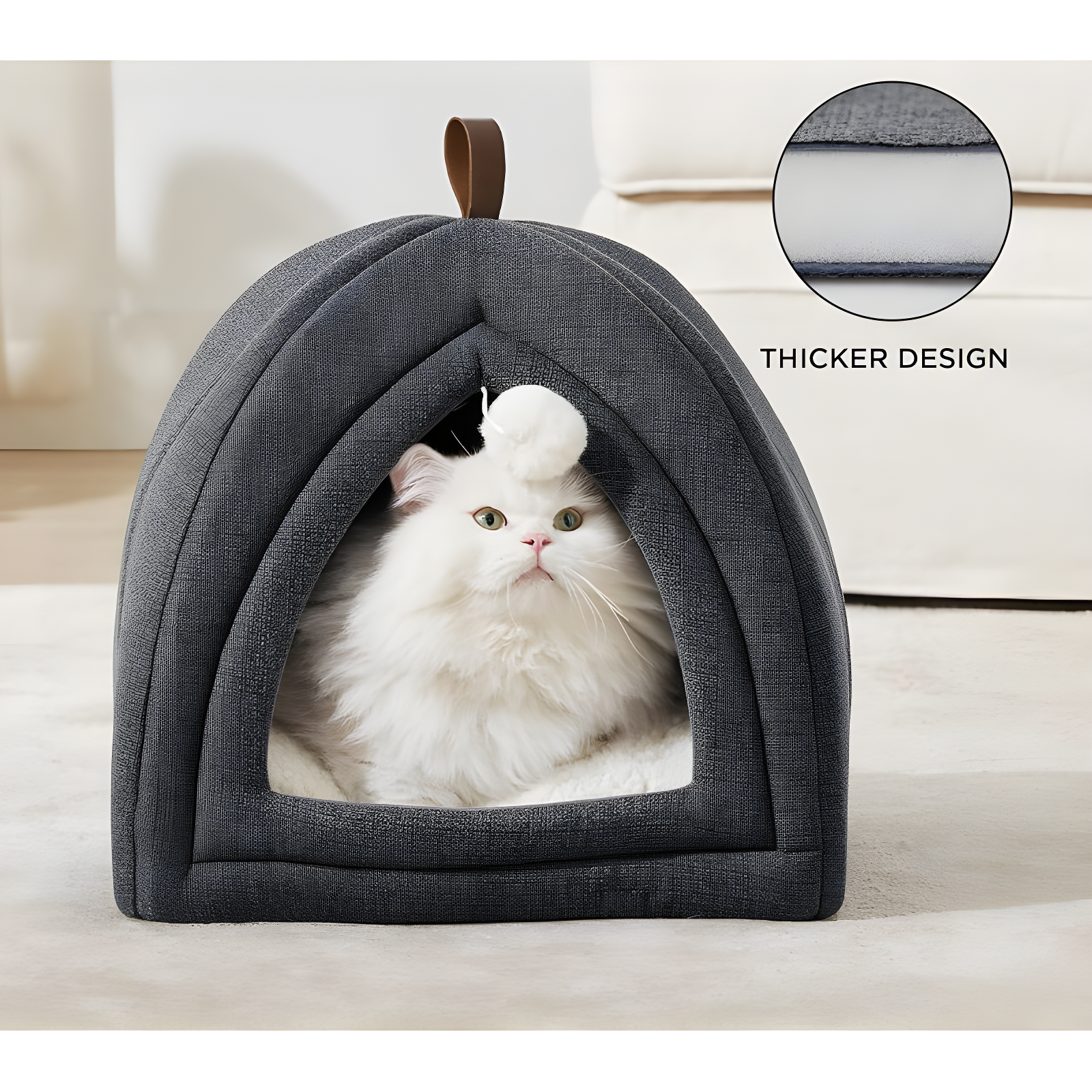 The Cat Beds for Indoor Cats - 2 in 1 Cat Cave for Kittens and Small Pets, Cat Hideaway with Non-Slip Bottom,16 inches