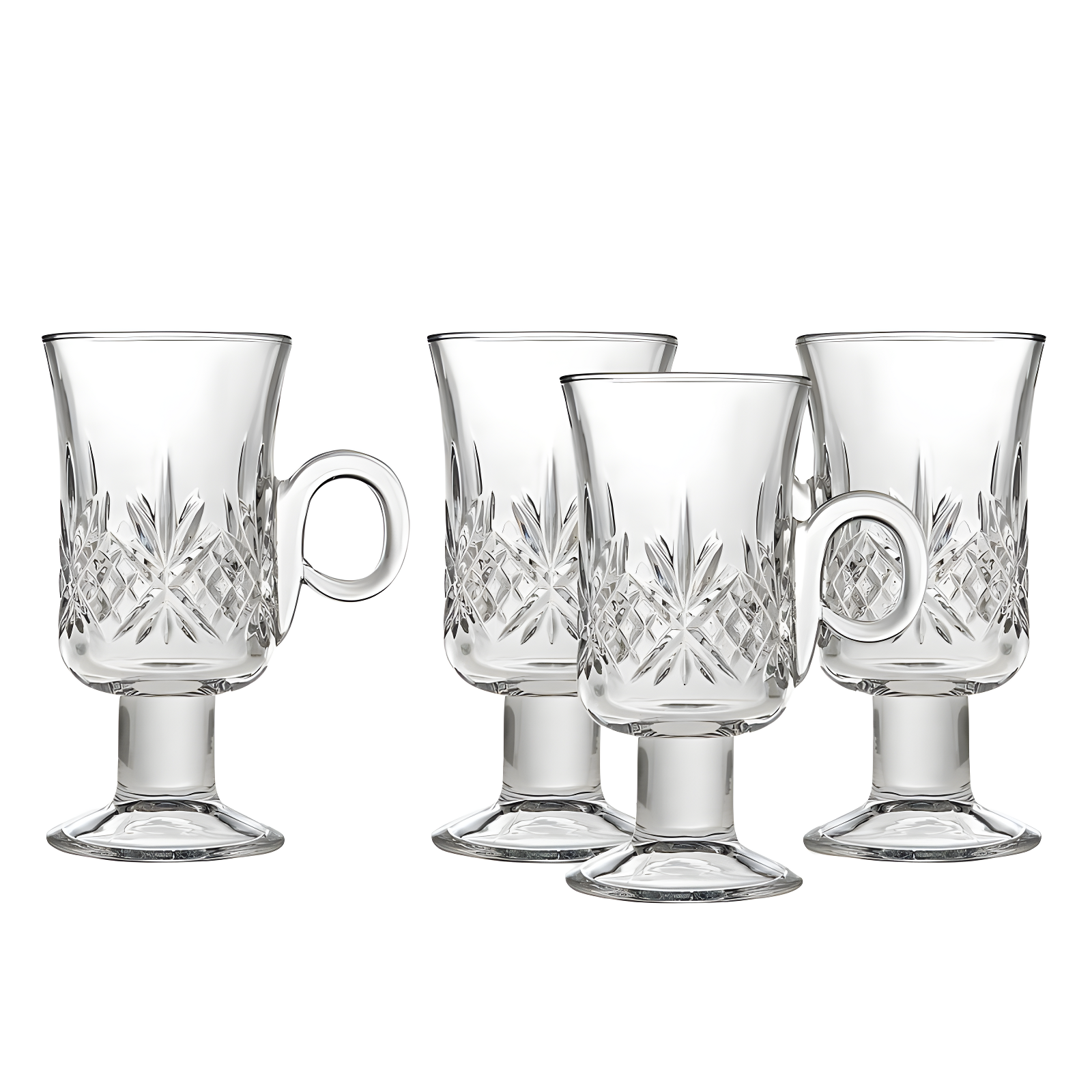 Godinger Silver Art Co Dublin Crystal Footed Irish Coffee Mug 6oz (Set of 4)