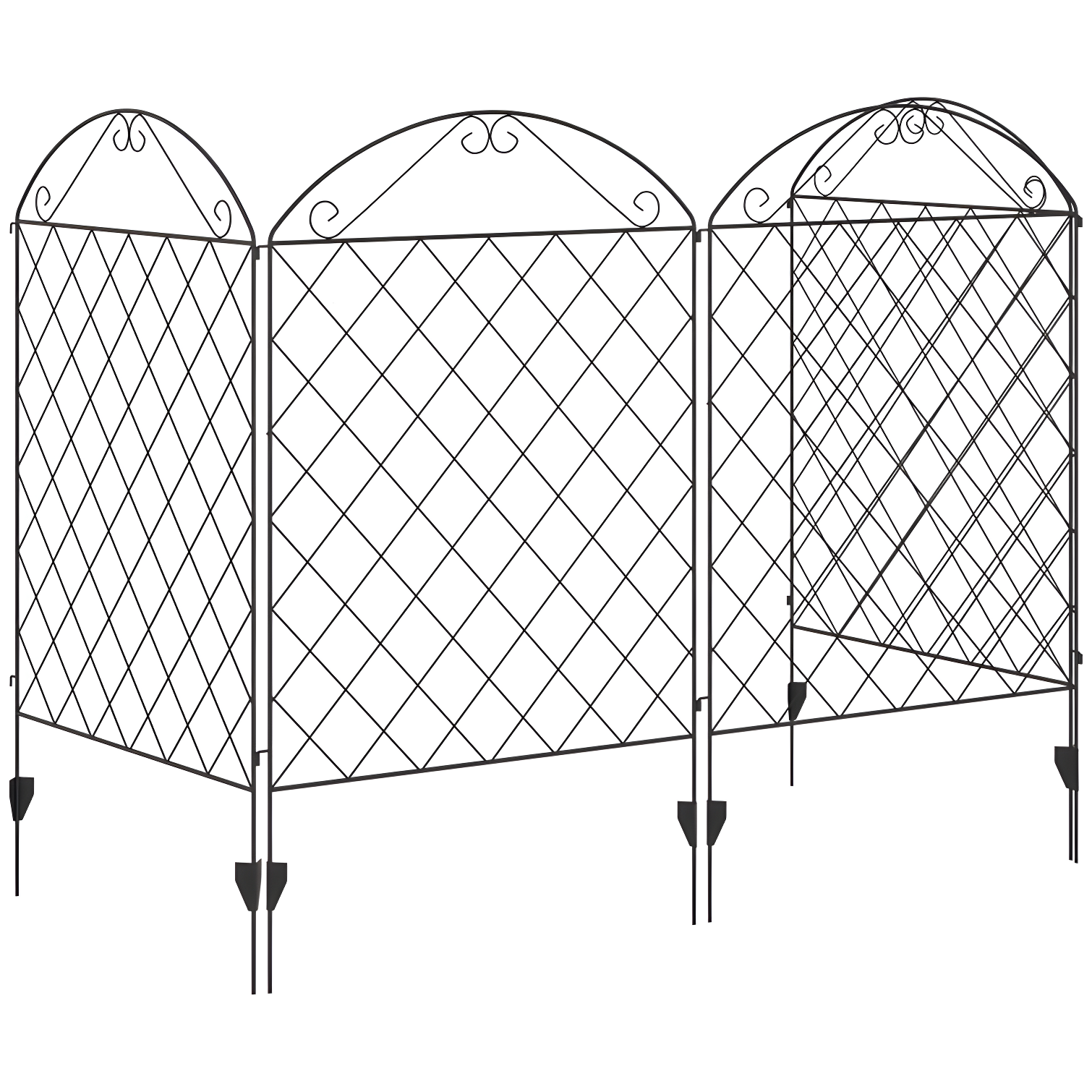 Outsunny Garden Fence, Steel Fence Panels, 11.5' L x 43" H, for Yard, Landscape, Patio (Set of 4)