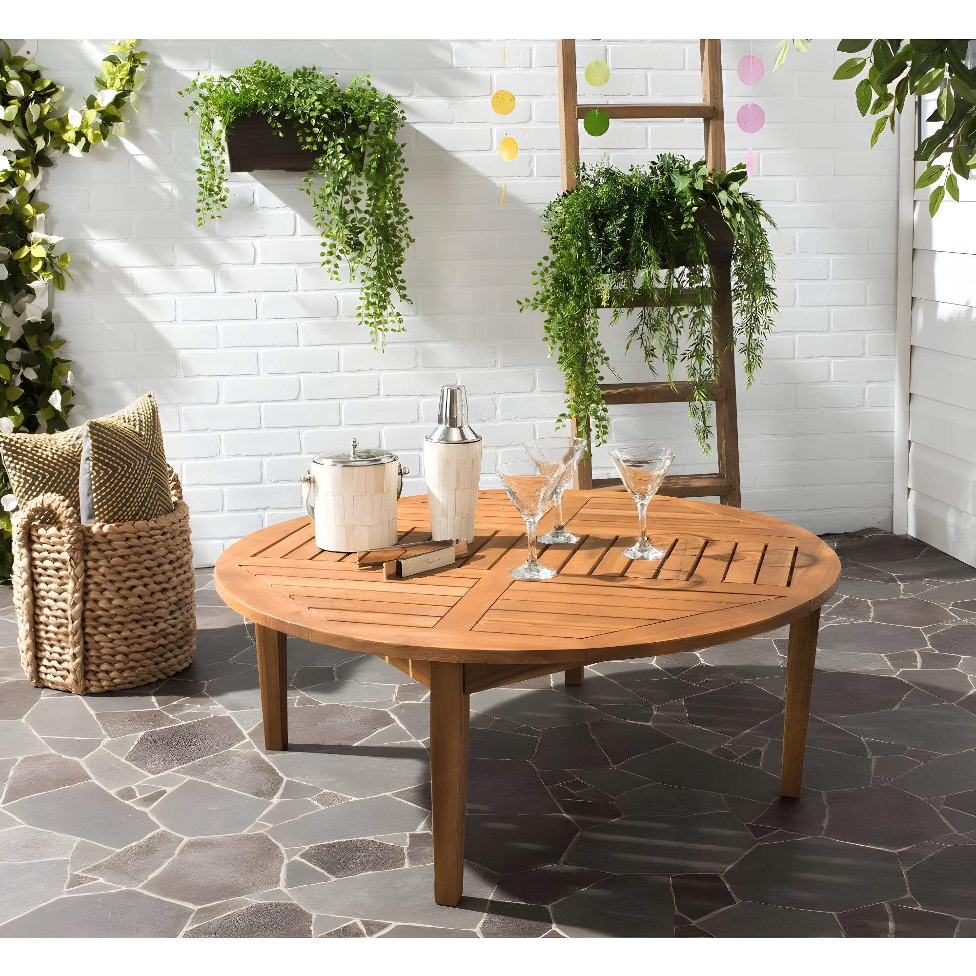 Danville Round Table - Indoor/Outdoor - PAT6715 - Natural - Safavieh