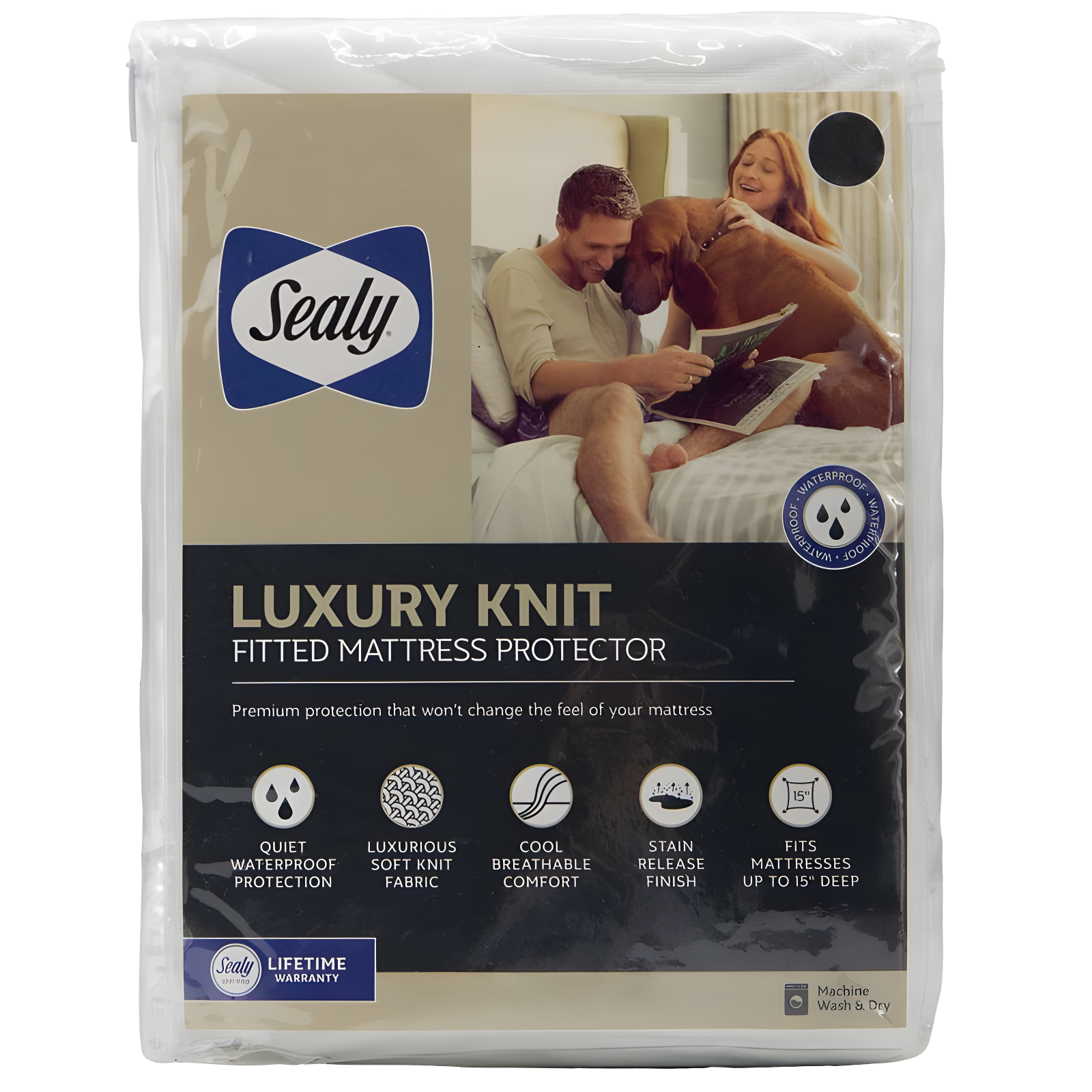 Sealy Luxury Knit Hypoallergenic Waterproof Mattress Cover