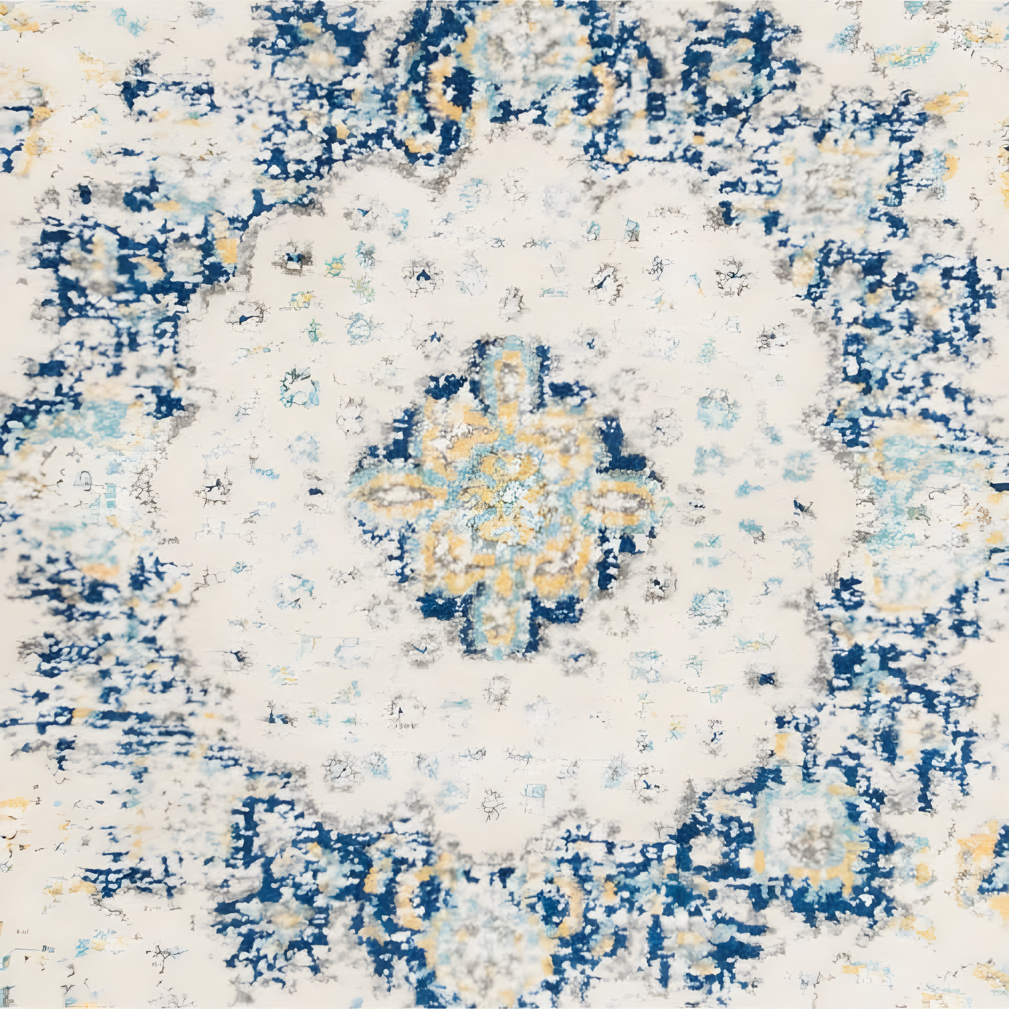 Evoke EVK220 Power Loomed Area Rug - Ivory/Blue - 6'7" Round - Safavieh.