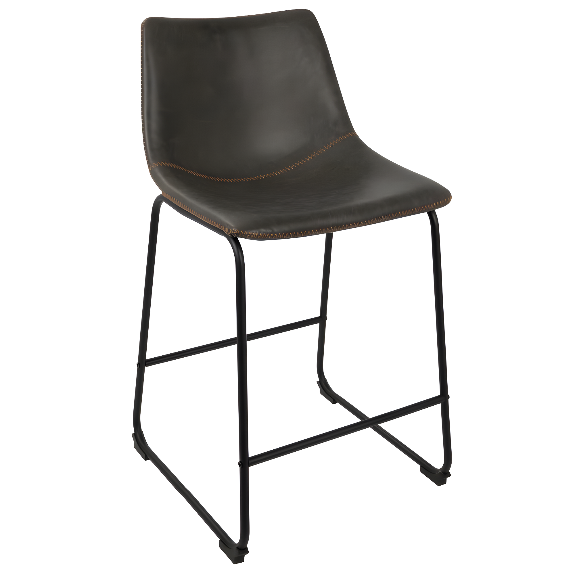 LumiSource Set of 2 26" Duke Industrial Counter Height Barstool Black/Gray: Upholstered, Metal Frame, No Assembly Required