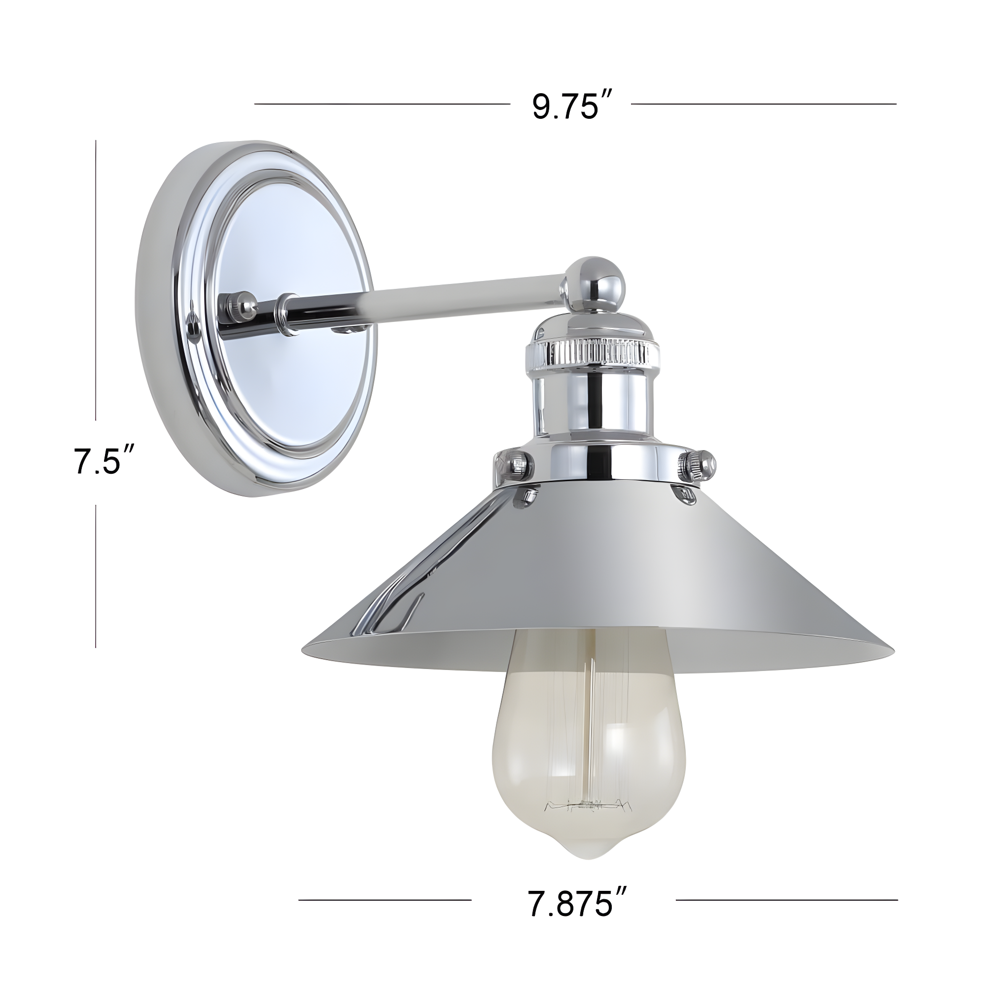 July 7.75" Metal Shade Sconce, Chrome