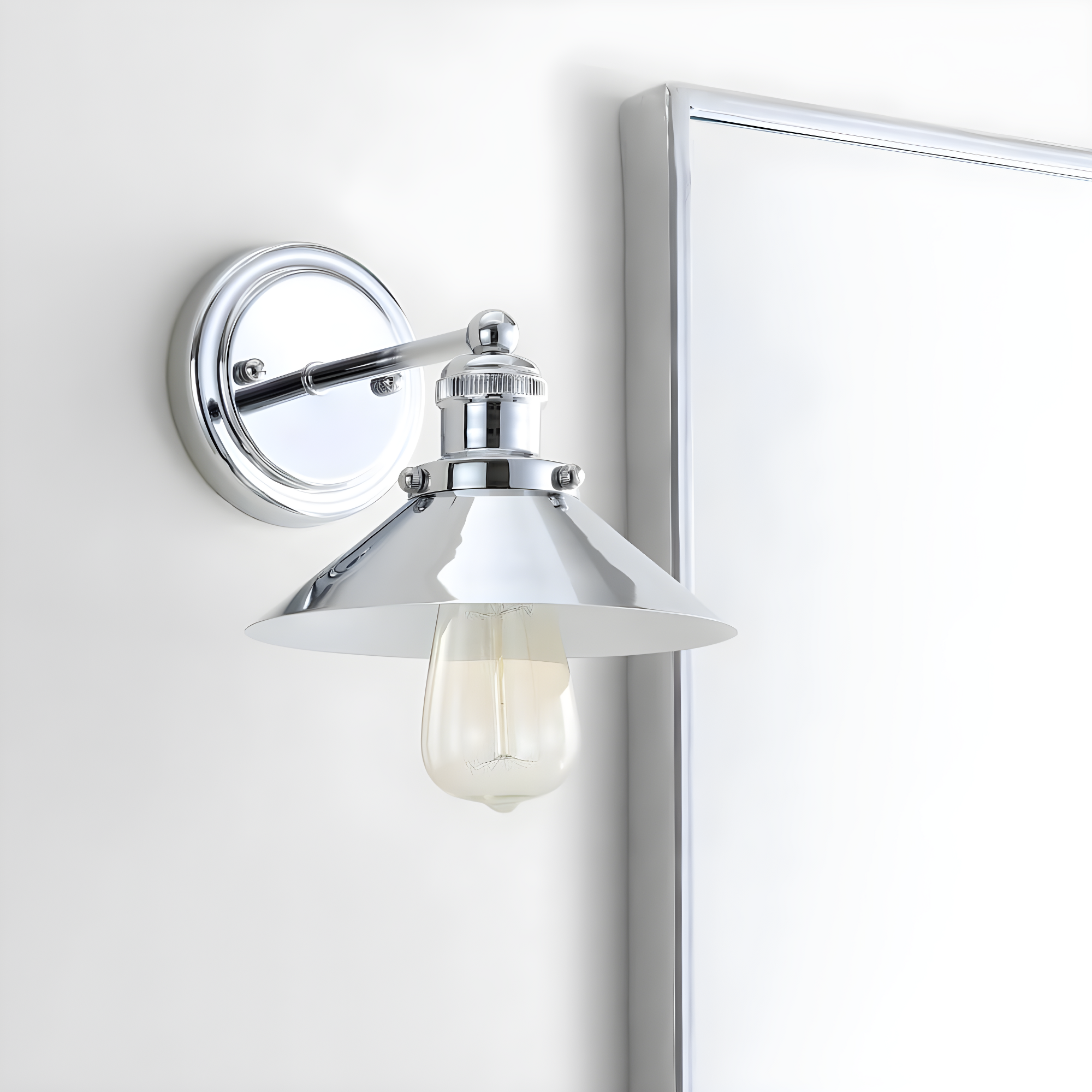 July 7.75" Metal Shade Sconce, Chrome