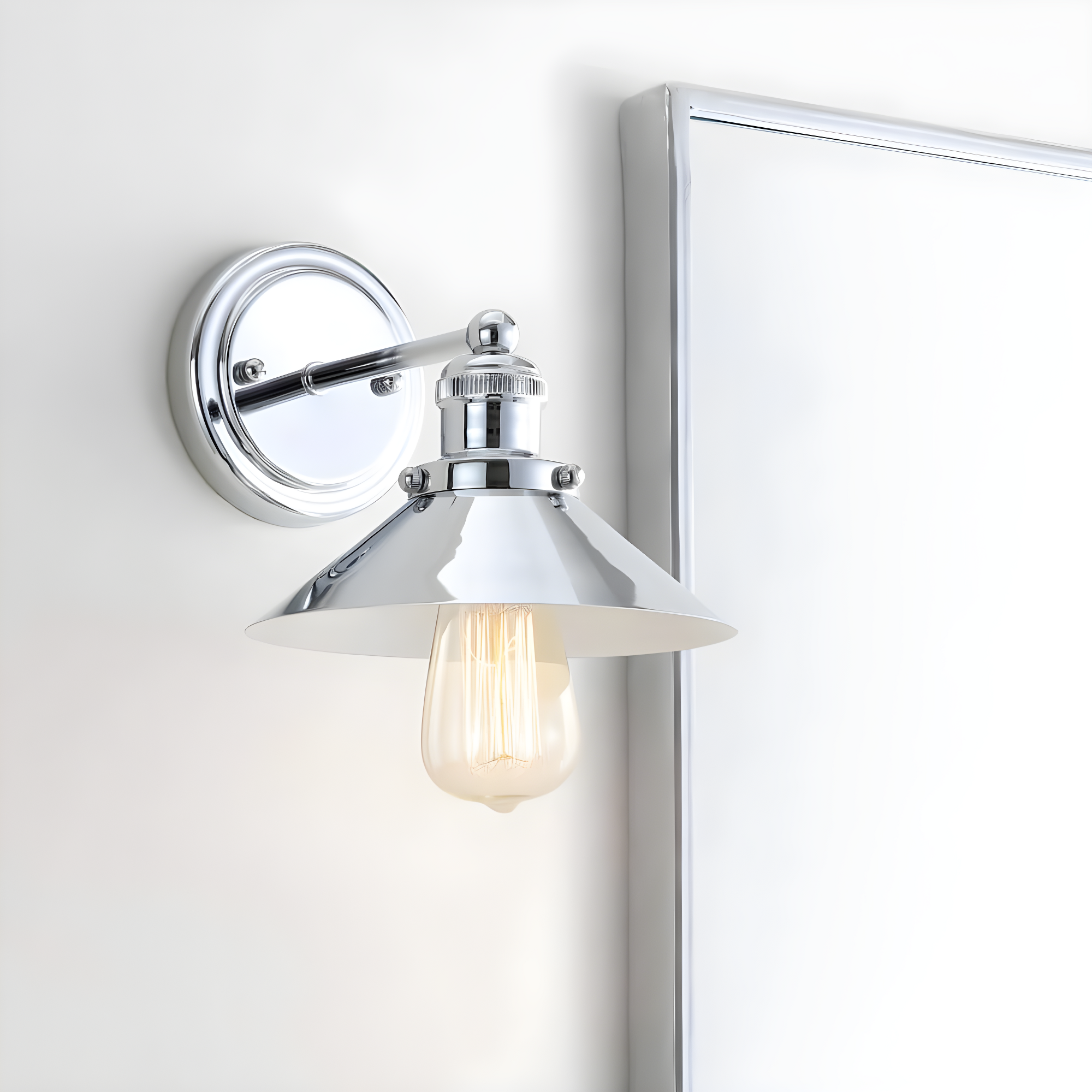 July 7.75" Metal Shade Sconce, Chrome