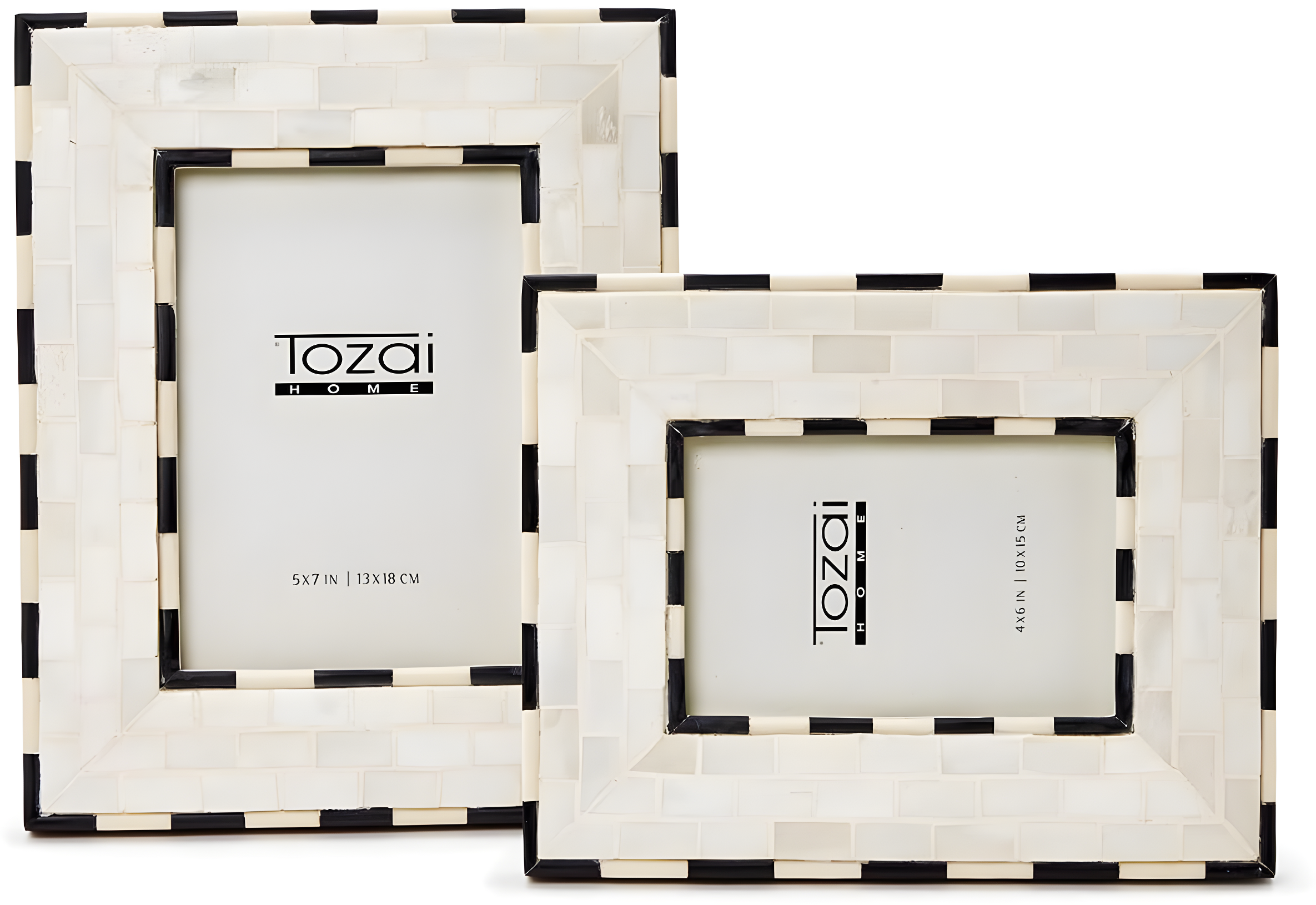 Black and White Bone Brick Pattern Photo Frames Set