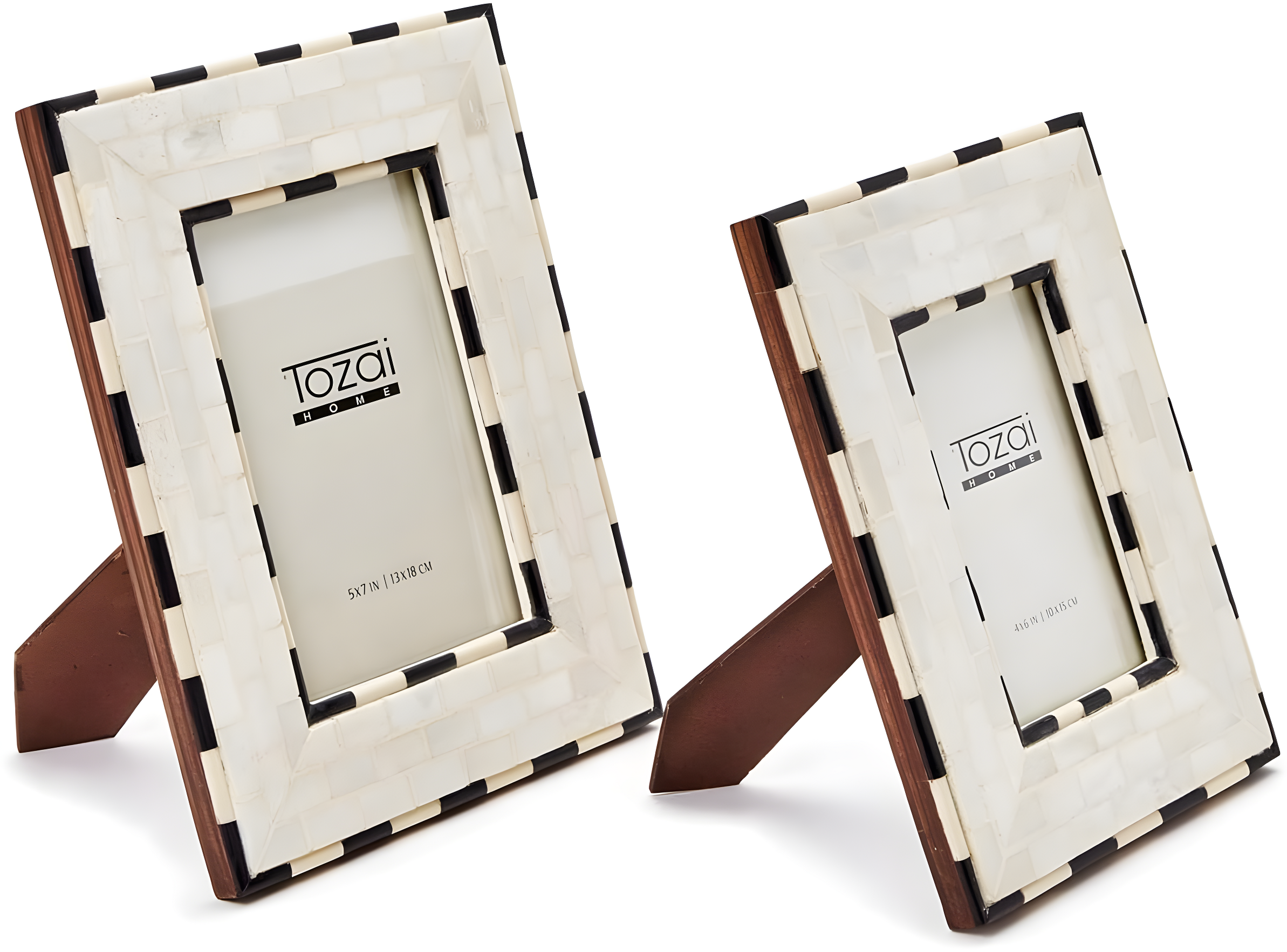 Black and White Bone Brick Pattern Photo Frames Set