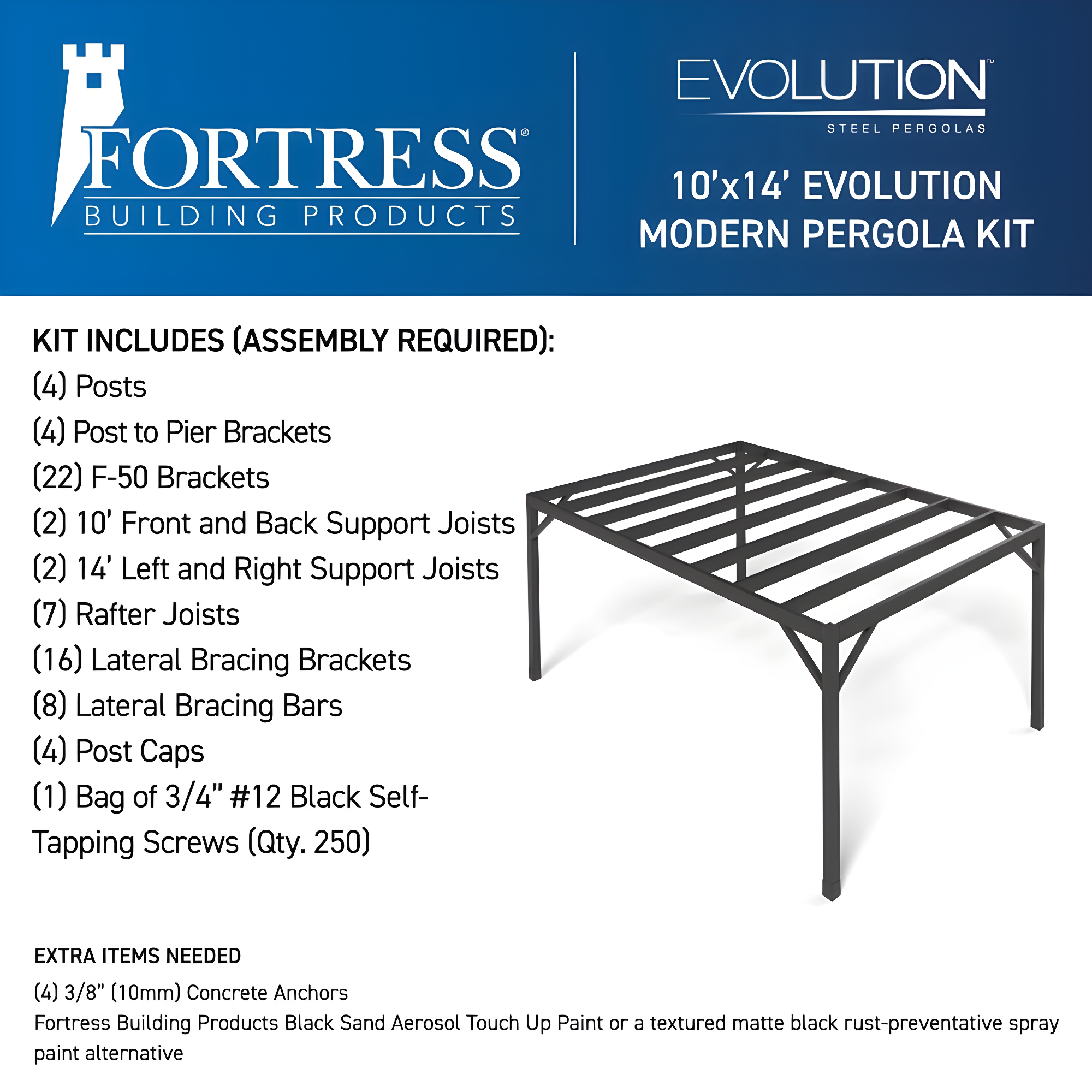 Fortress Building Products Fortress Evolution Modern Heavy Duty Steel Pergola Kit | Wayfair