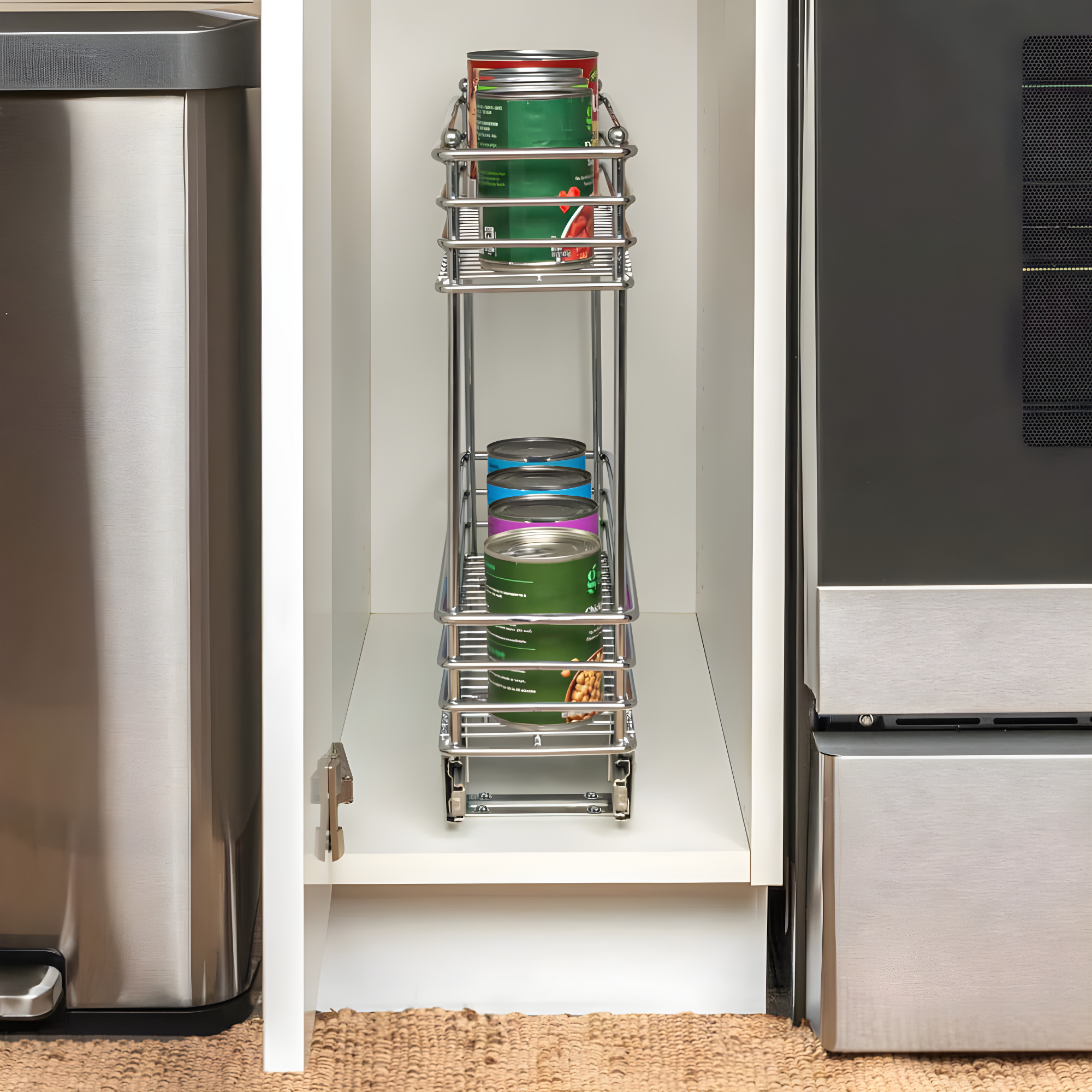 Household Essentials Glidez Multipurpose Chrome-Plated Steel Pull-Out/Slide-Out Storage Organizer for Under Cabinet Use - 2-Tier Design - Fits Standard Size Cabinet or Shelf, Chrome