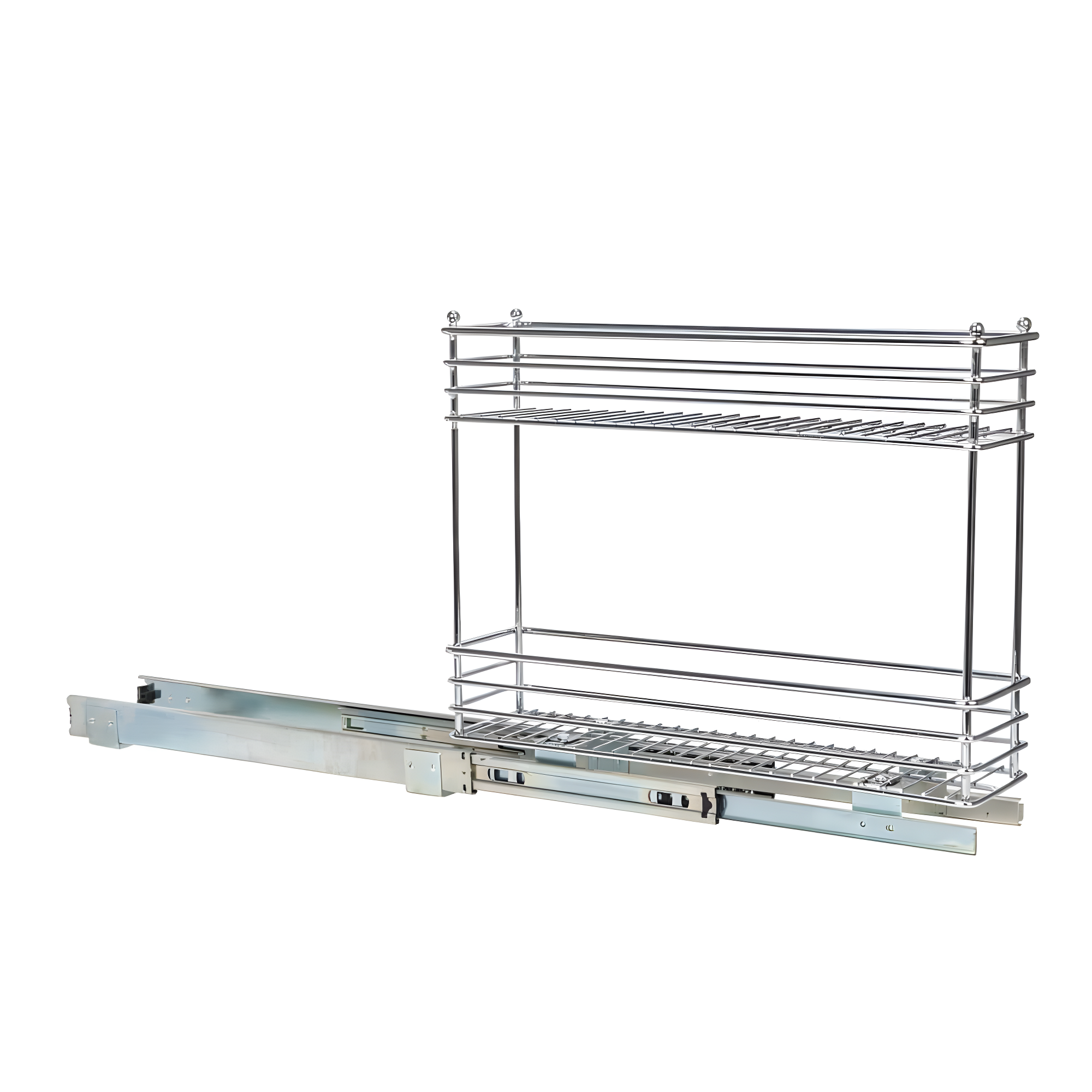 Household Essentials Glidez Multipurpose Chrome-Plated Steel Pull-Out/Slide-Out Storage Organizer for Under Cabinet Use - 2-Tier Design - Fits Standard Size Cabinet or Shelf, Chrome