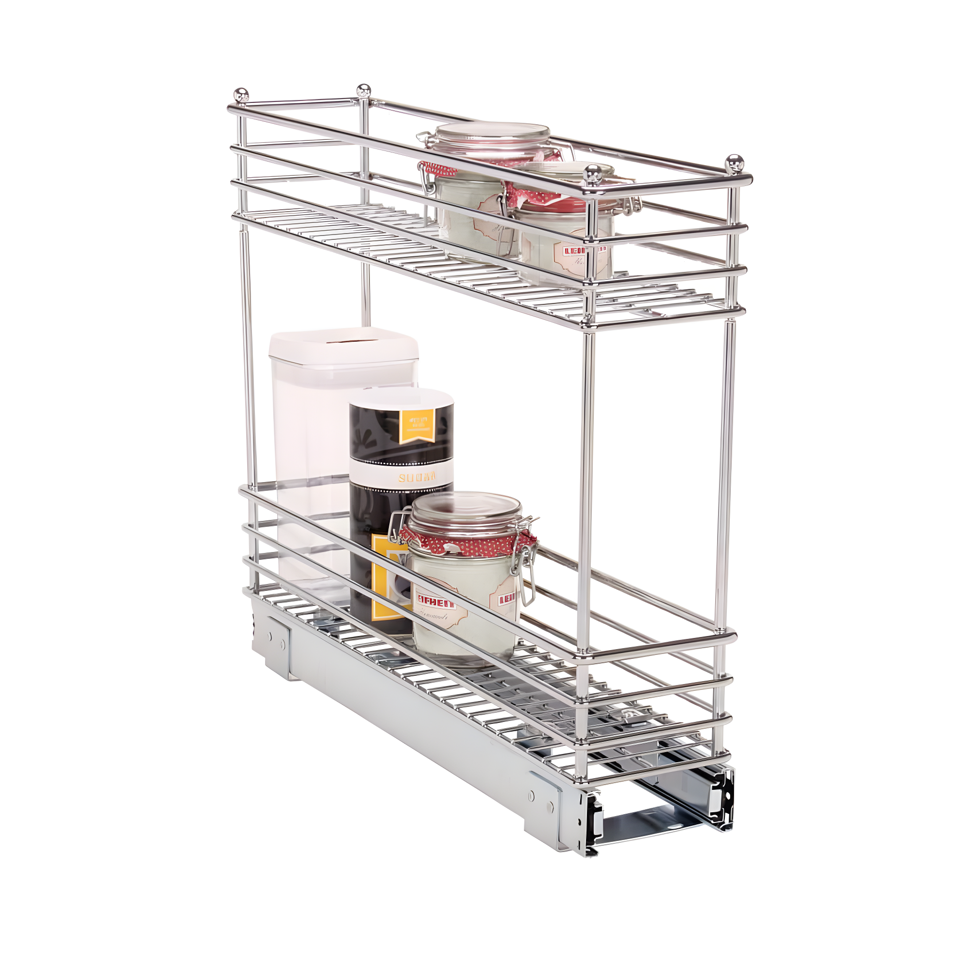 Household Essentials Glidez Multipurpose Chrome-Plated Steel Pull-Out/Slide-Out Storage Organizer for Under Cabinet Use - 2-Tier Design - Fits Standard Size Cabinet or Shelf, Chrome