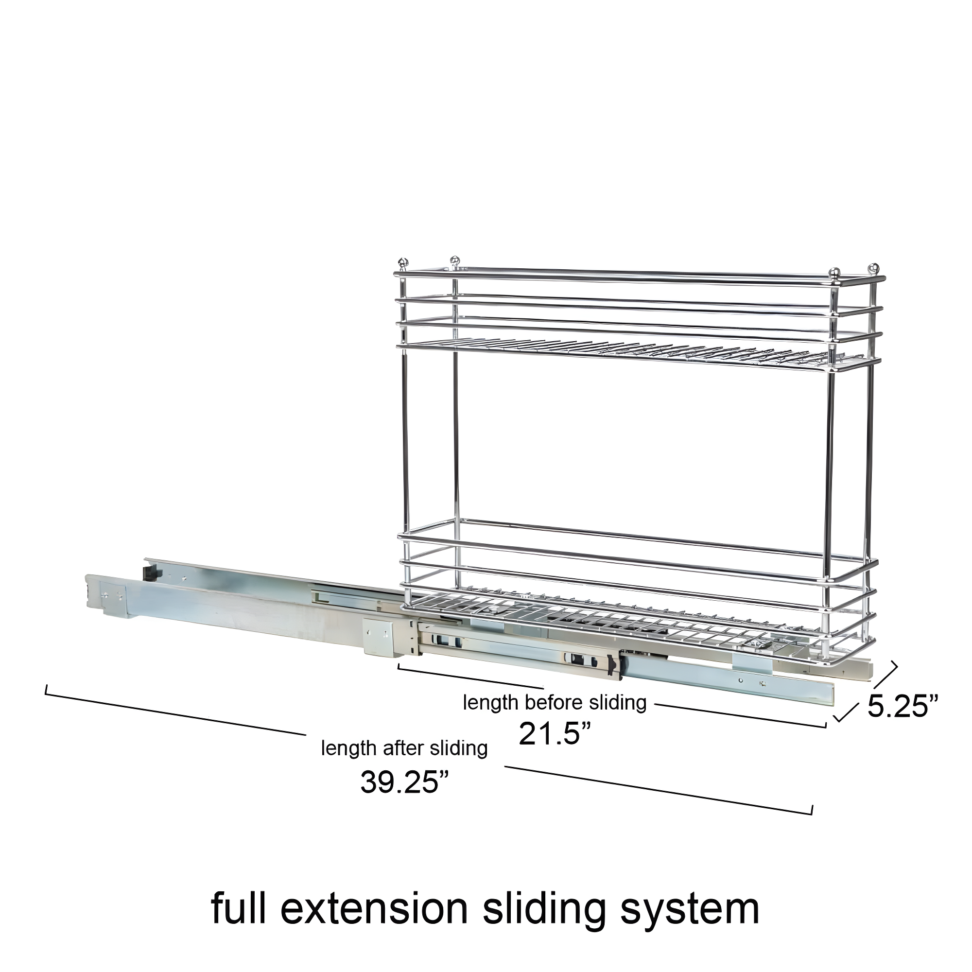Household Essentials Glidez Multipurpose Chrome-Plated Steel Pull-Out/Slide-Out Storage Organizer for Under Cabinet Use - 2-Tier Design - Fits Standard Size Cabinet or Shelf, Chrome