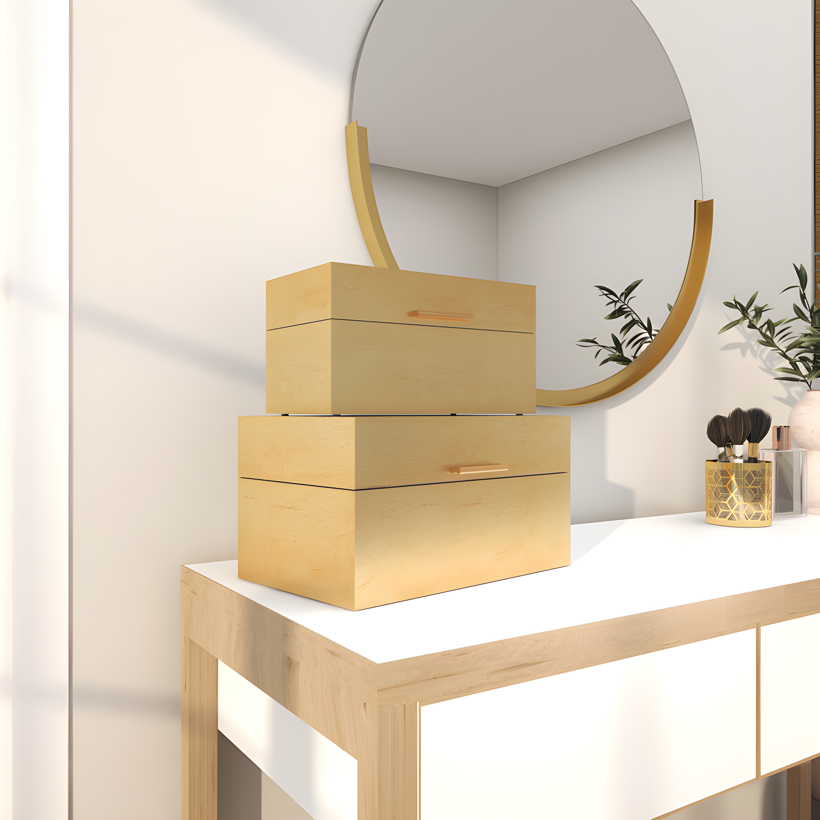 CosmoLiving by Cosmopolitan Wooden Decorative Box with Textured Foiled Exterior Set